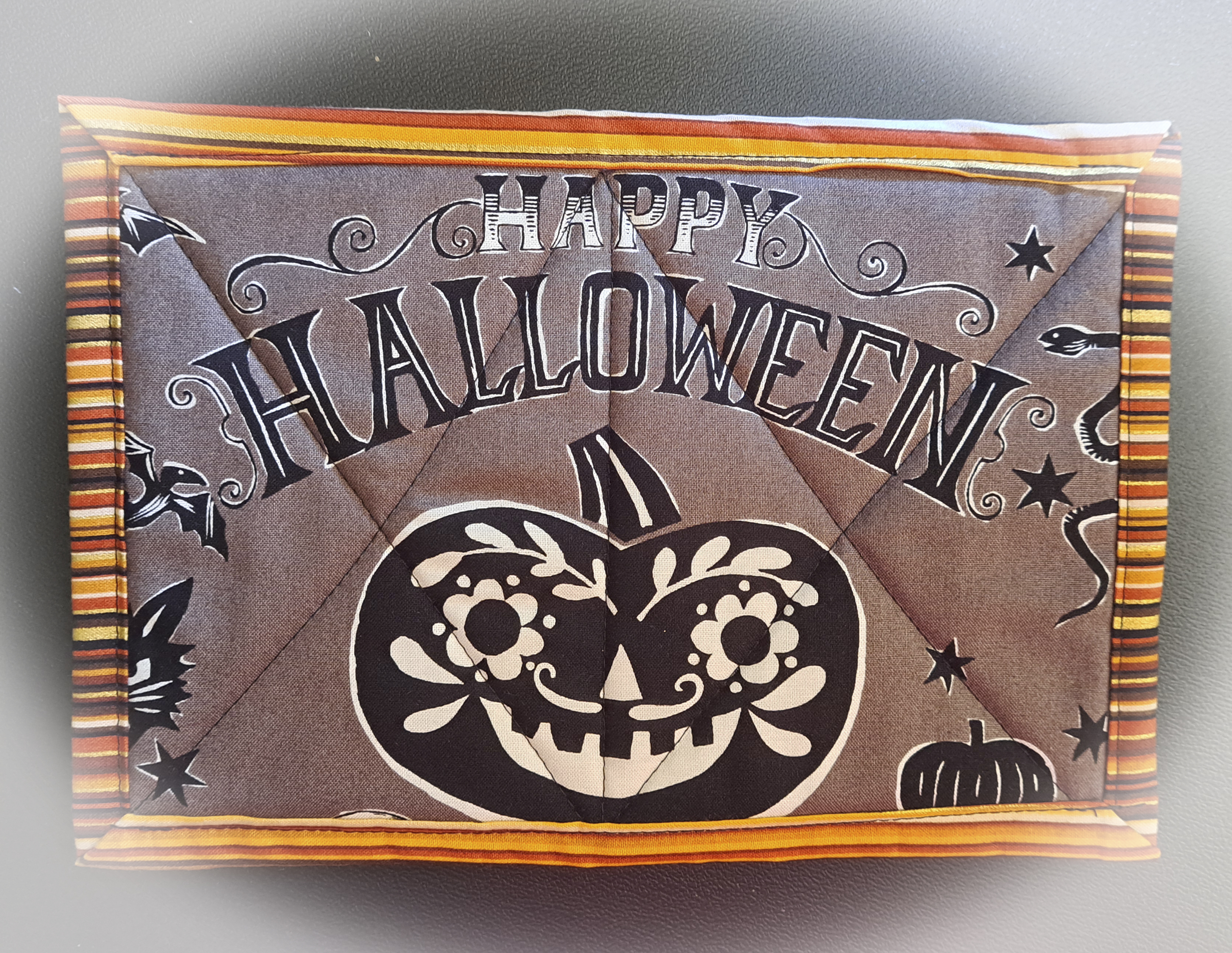 Set of 2 Handmade Halloween Pumpkin Mug Rug 