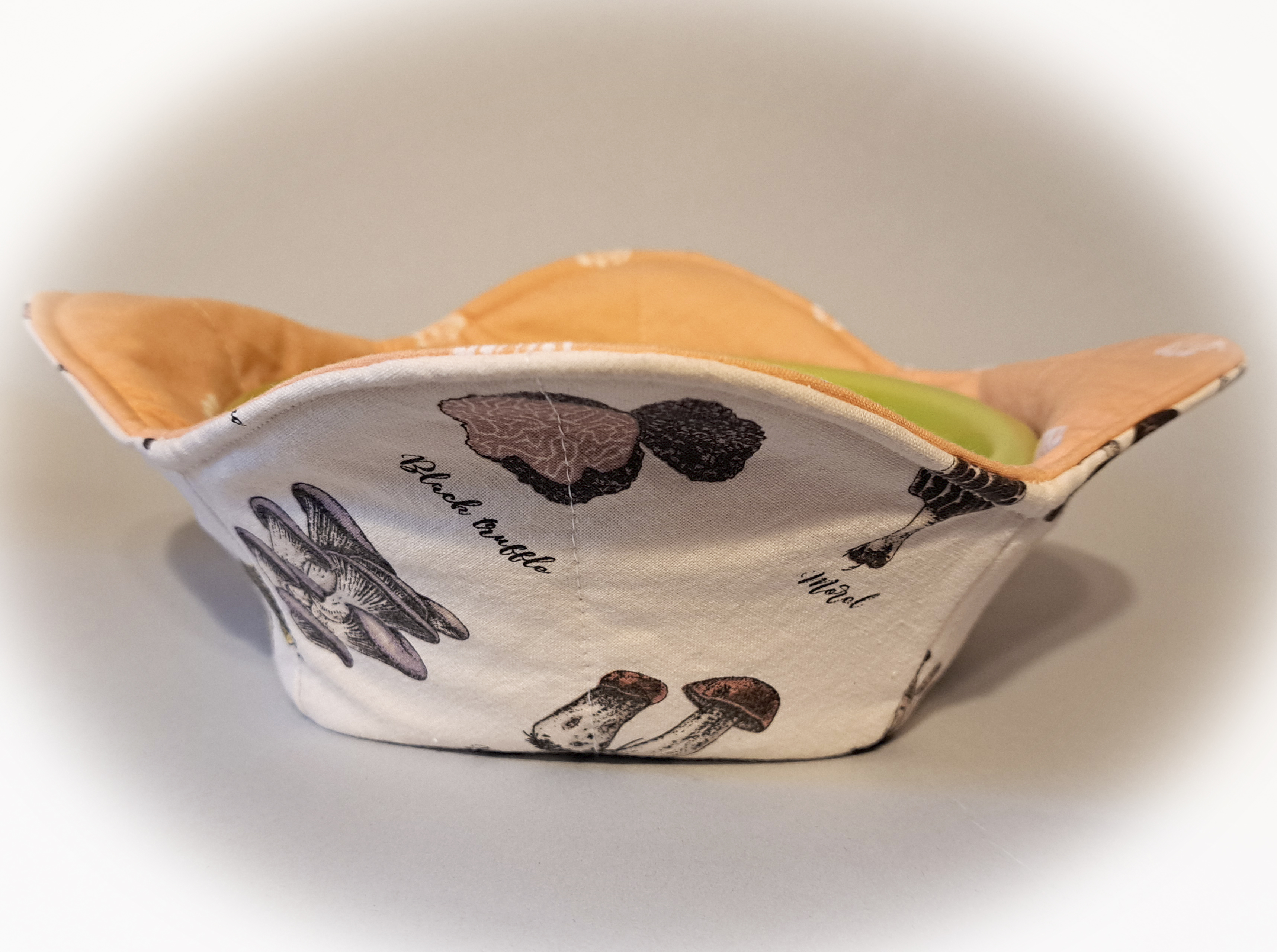 Handmade Fabric Bowl Cozy - Set of 2 in Mushroom Prints