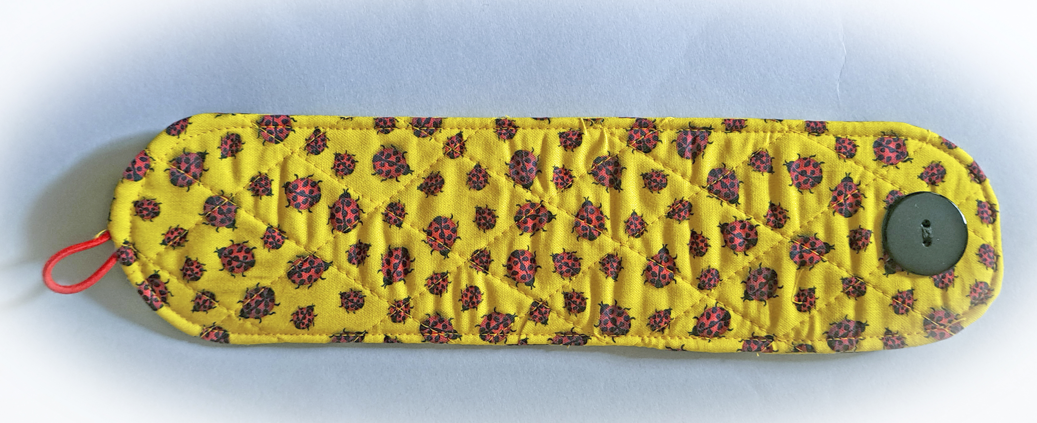 Handmade Reusable Cup Sleeve/Mug Cozy in a Yellow Ladybug Fabric