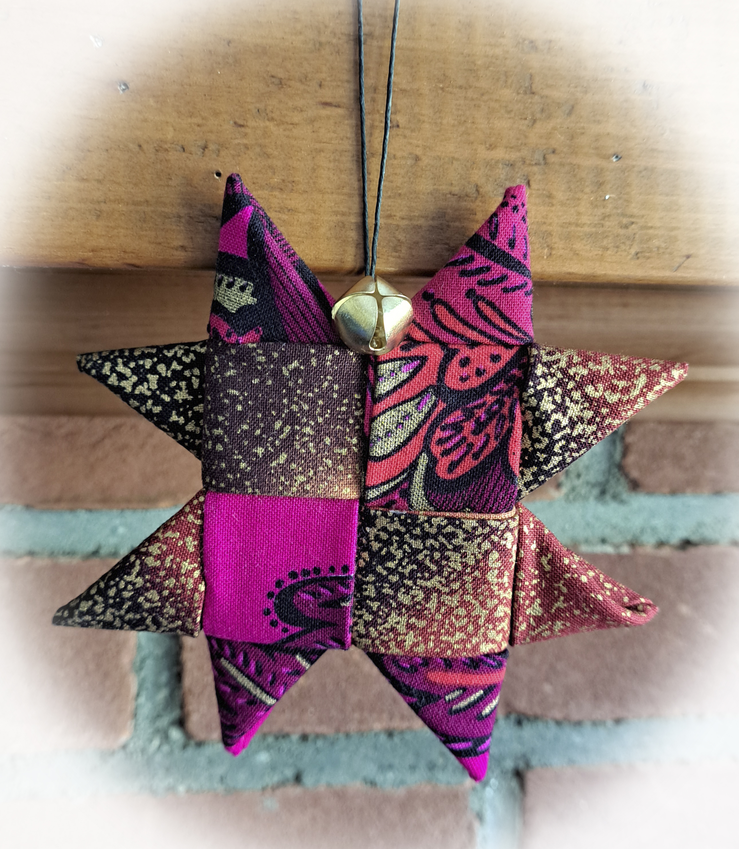 Handmade Red and Gold Fabric Scandinavian Star Ornament