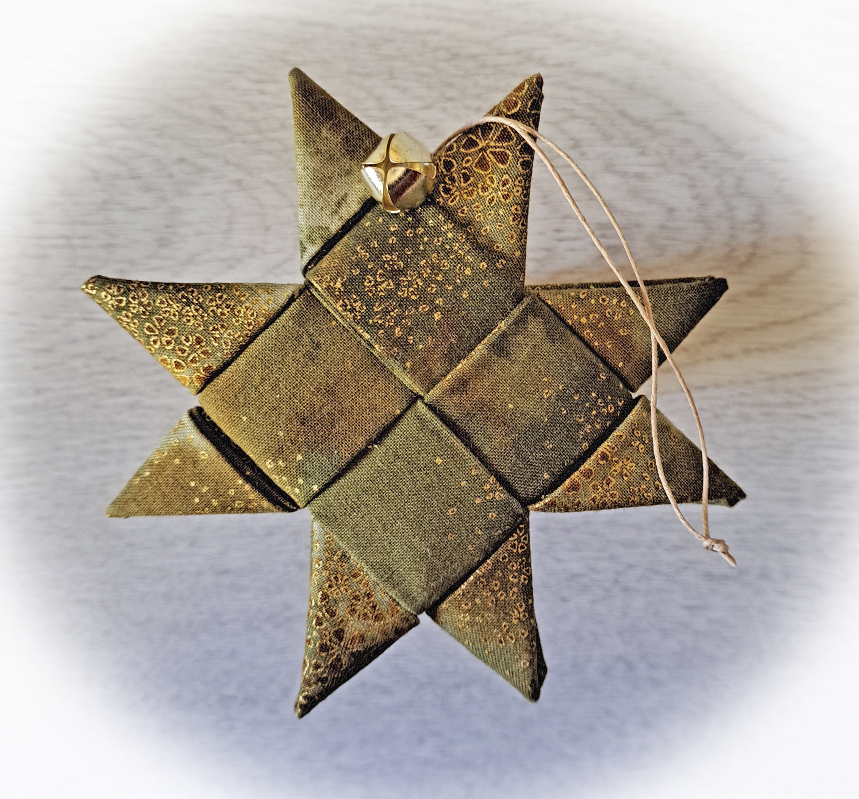 Handcrafted Green and Gold Fabric Scandinavian Star Ornament