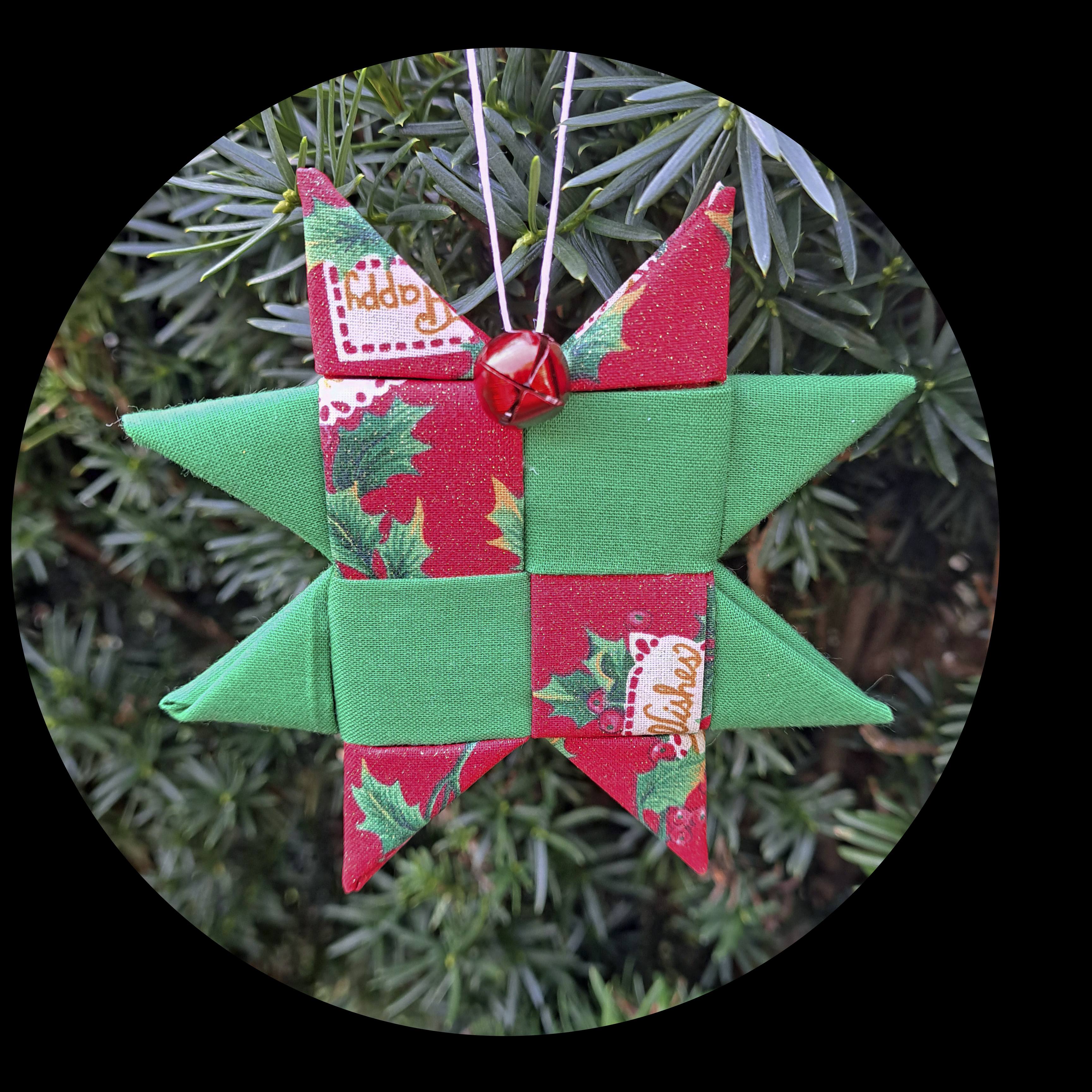 Handmade Scandinavian Fabric Star Ornaments in Red and Green Prints - Single or Set