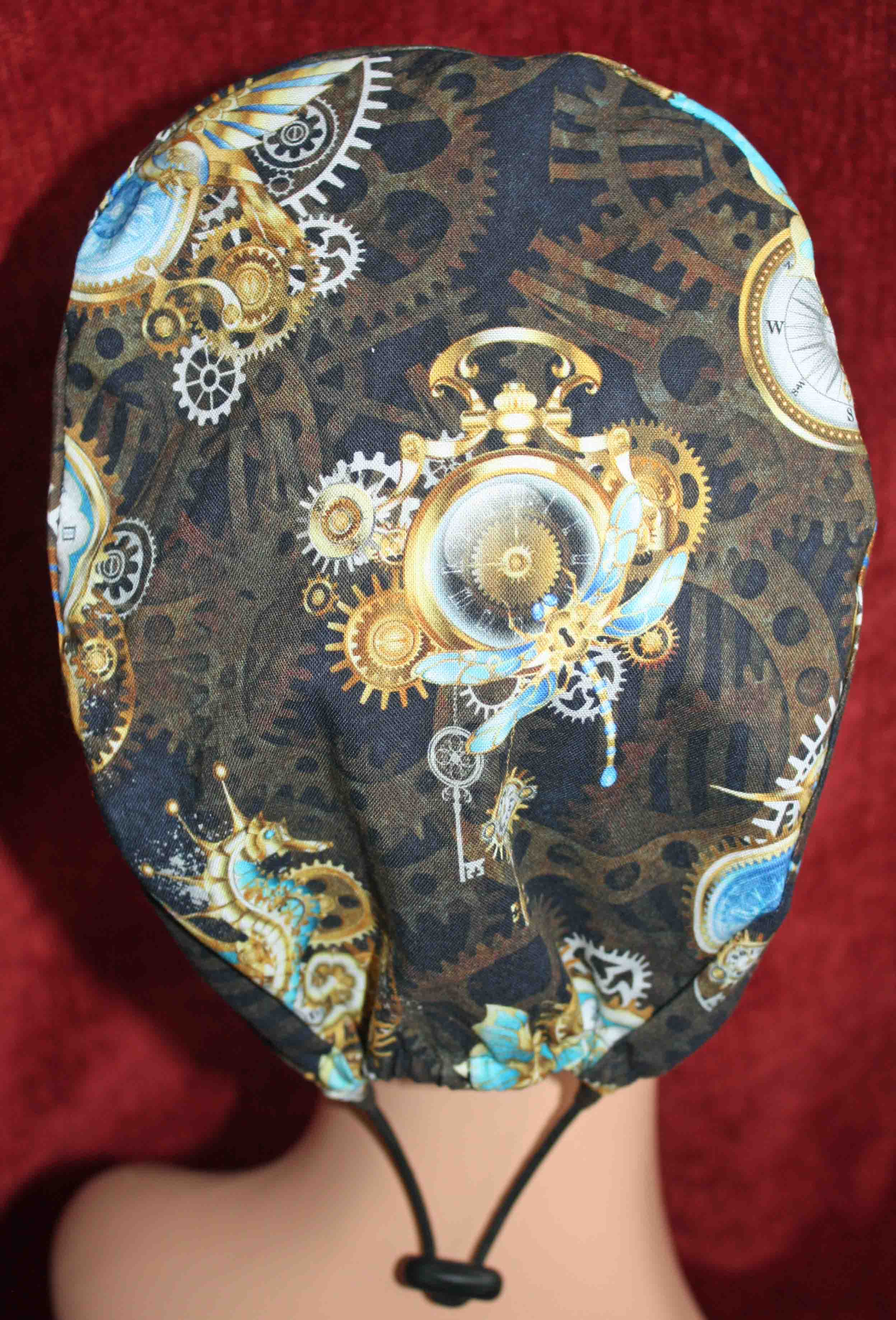 Handmade Steampunk Gears and Seahorses Surgical/Scrub Cap