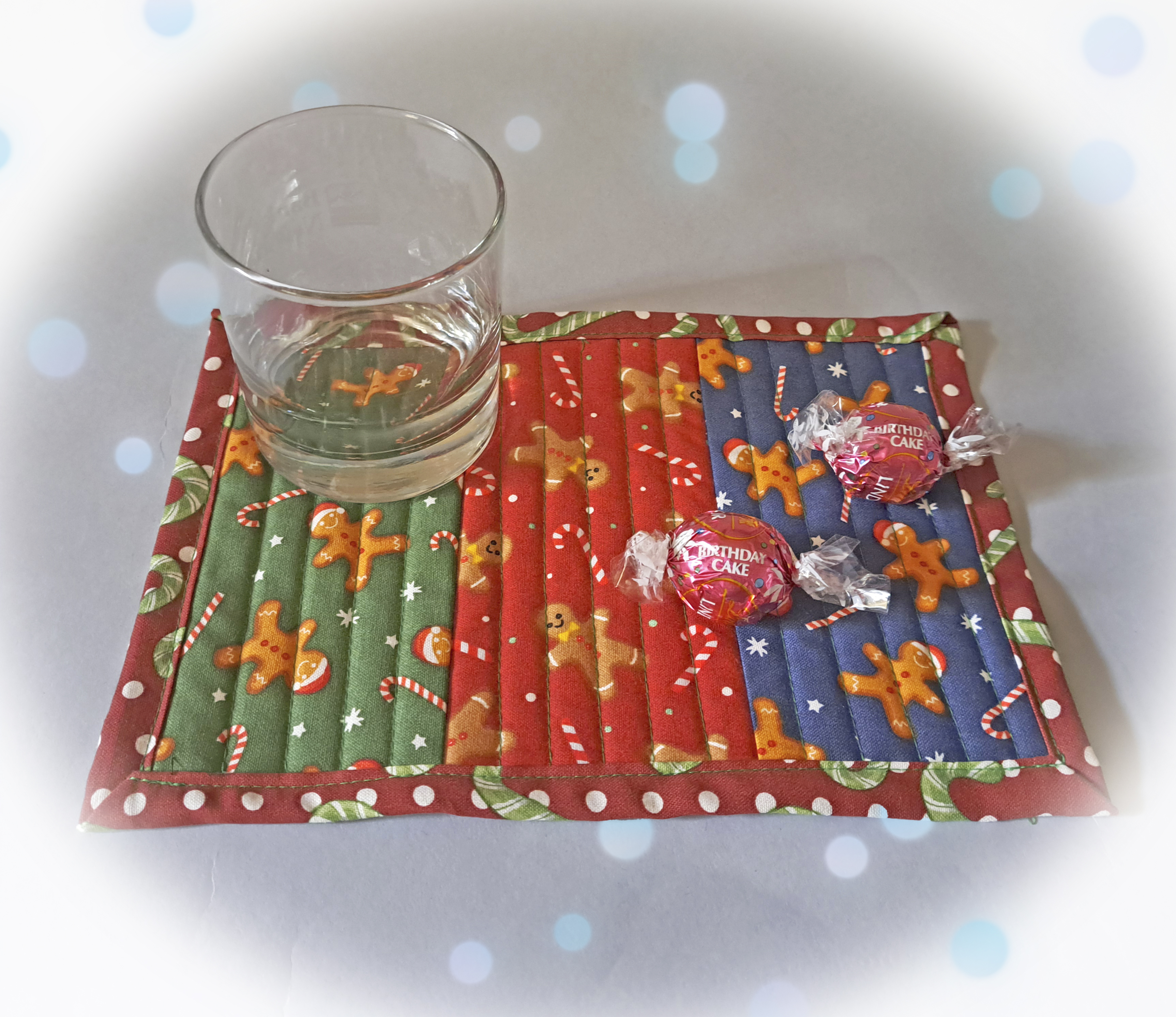 Handmade Quilted Fabric Mug Rugs Gingerbread Men - Set of 2