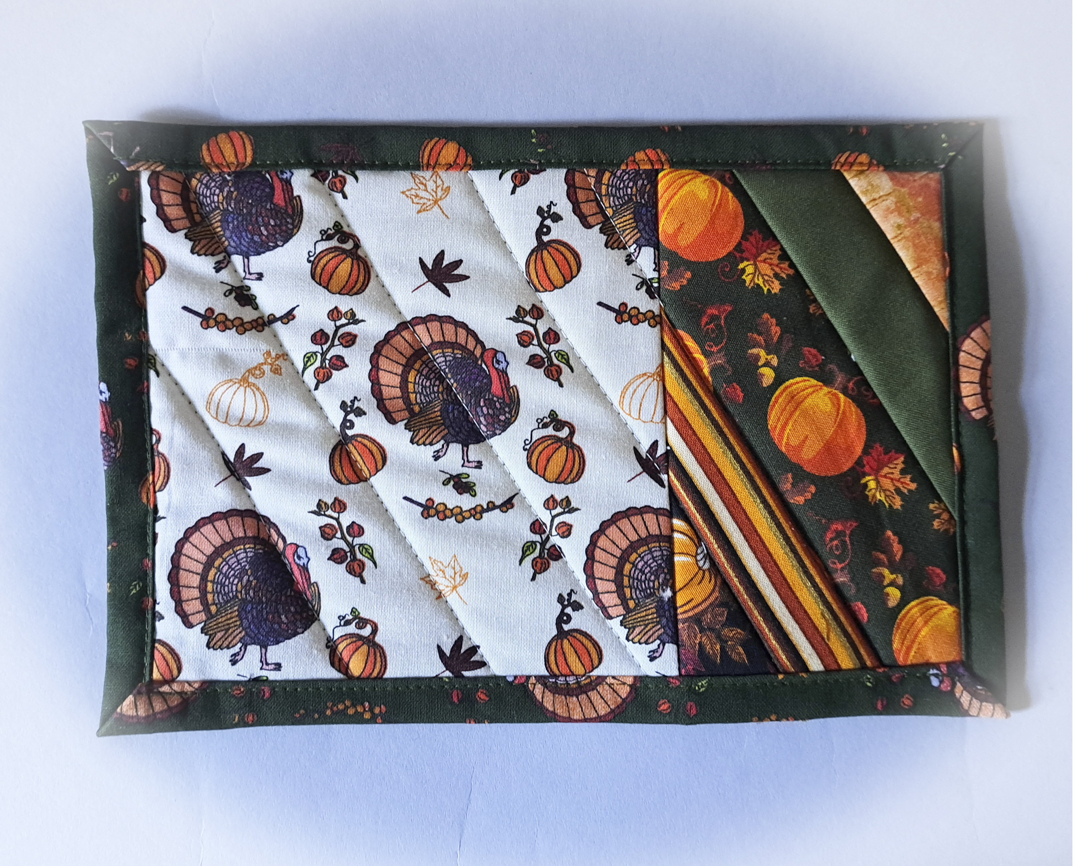 Handcrafted Quilted Fabric Mug Rug with a Festive Thanksgiving Vibe - Set of 2