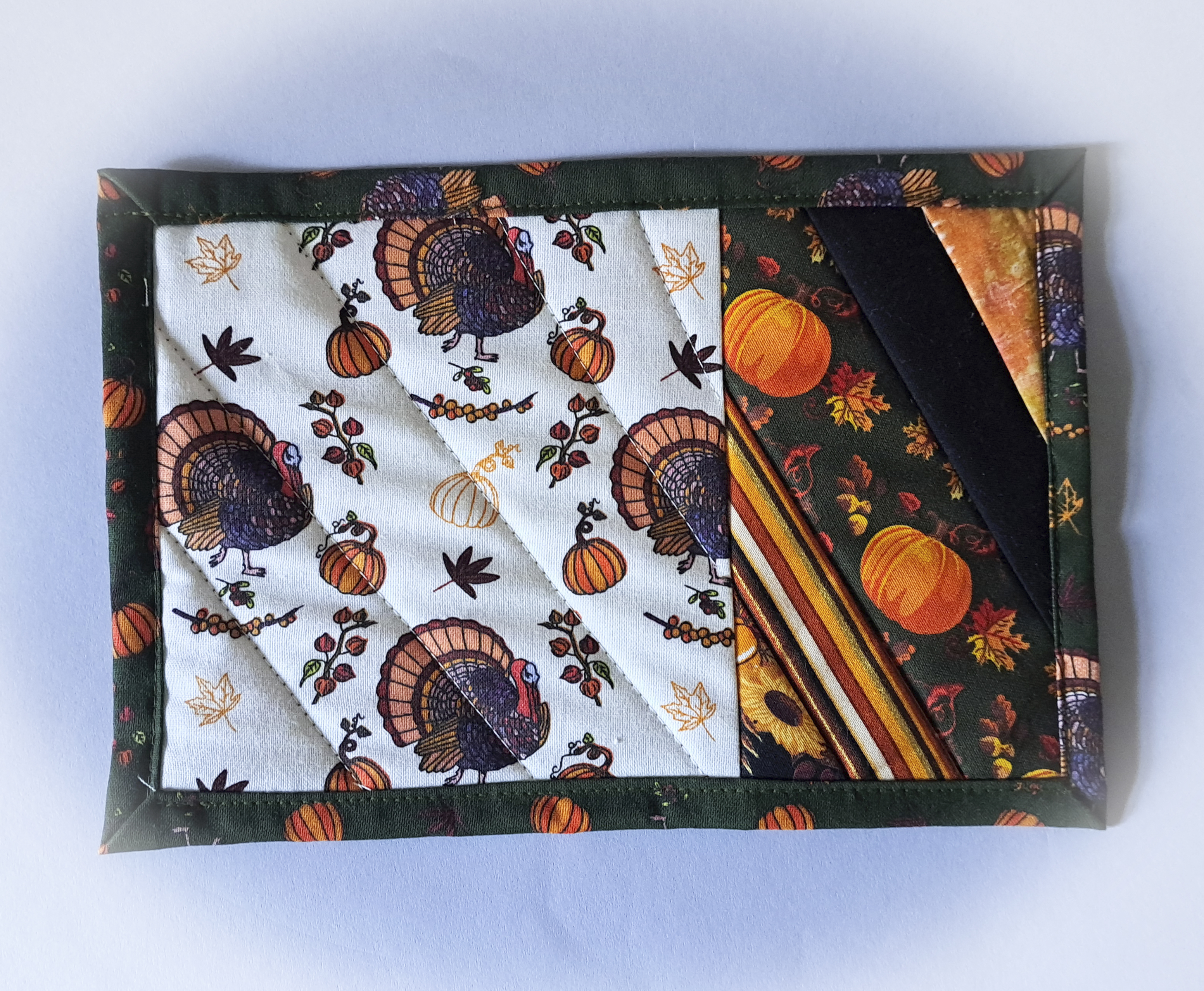 Handcrafted Quilted Fabric Mug Rug with a Festive Thanksgiving Vibe - Set of 2