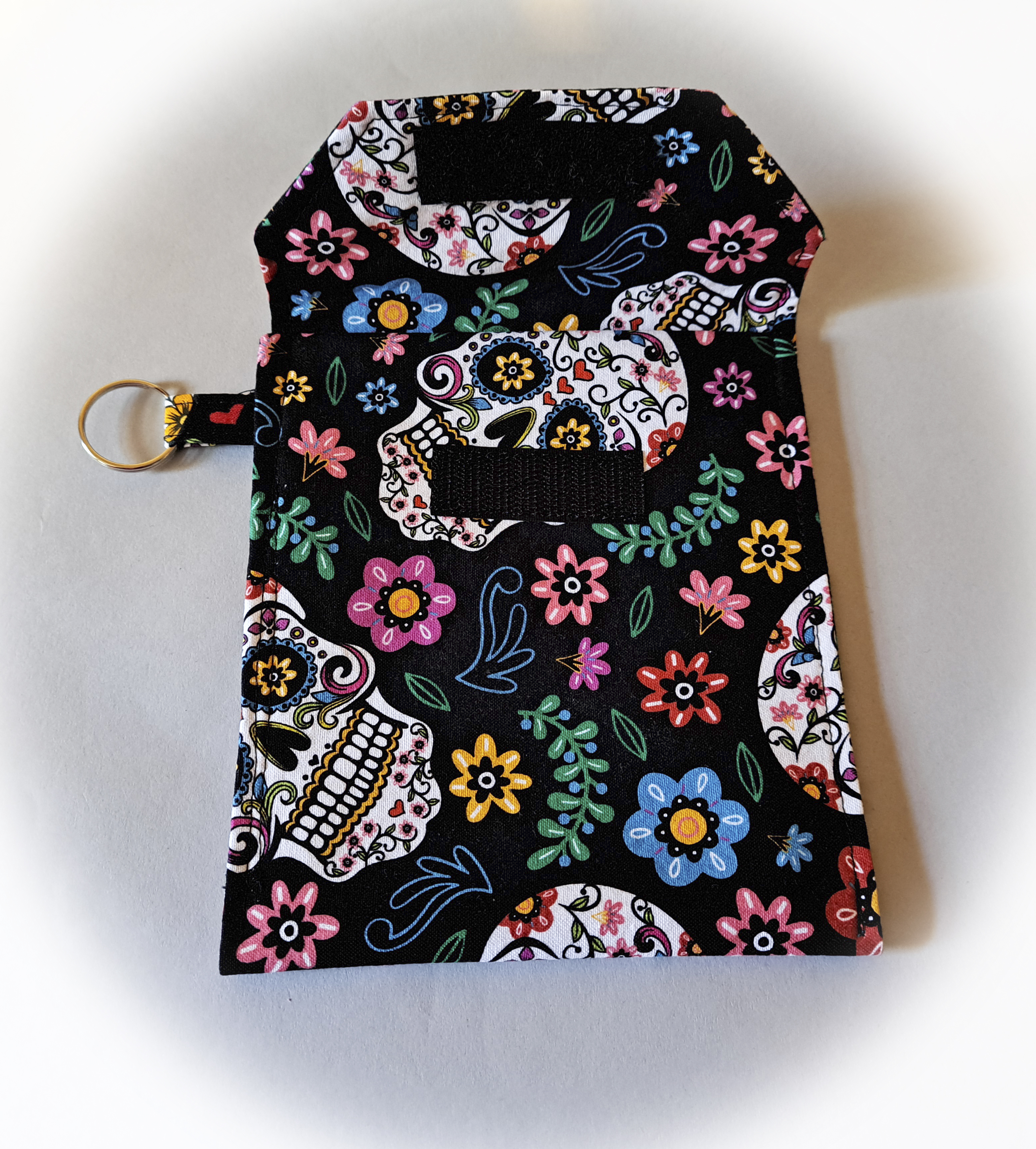Black Sugar Skull Patterned Face Mask and Mask Travel Pouch - Purchase Separately or as a Set