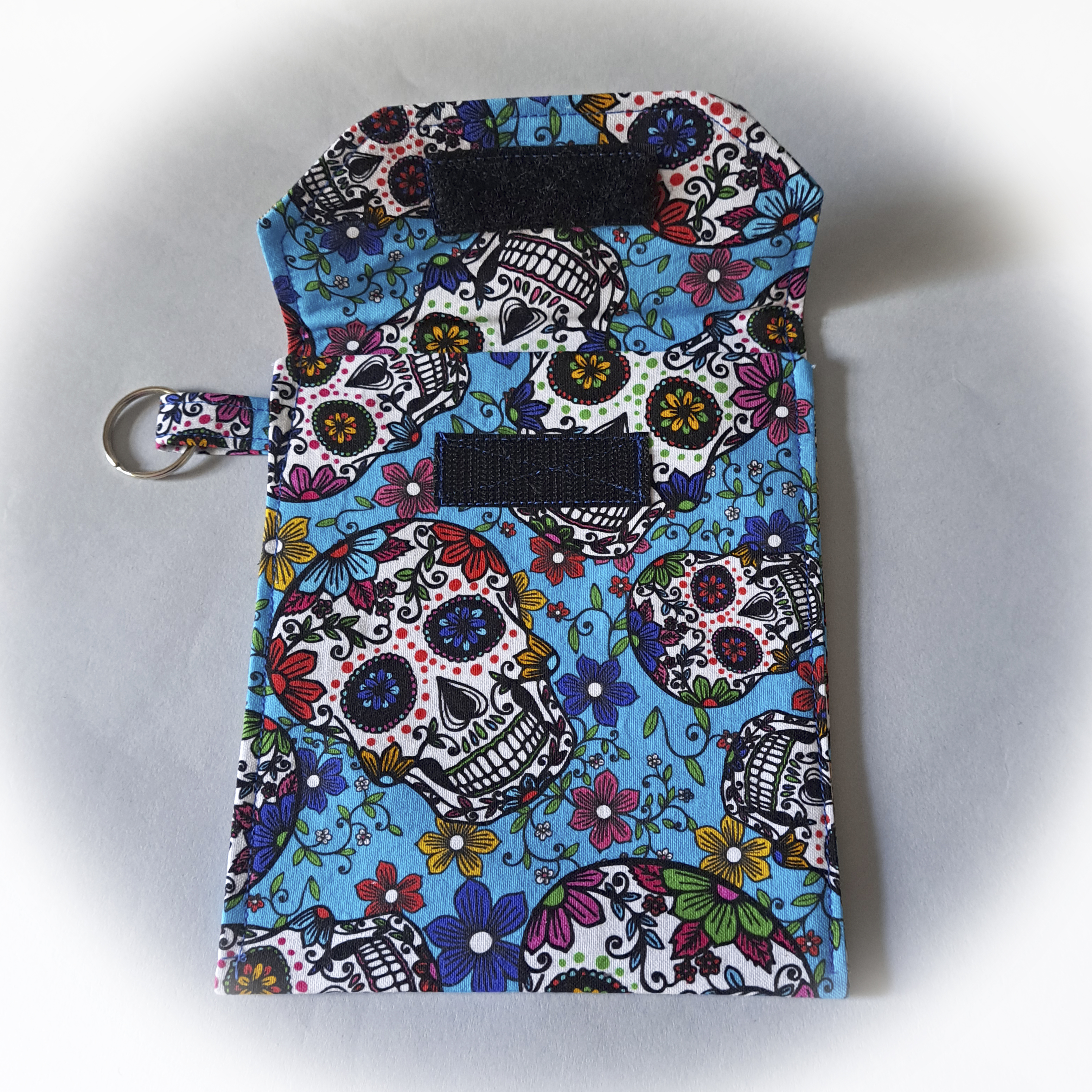 Turquoise Sugar Skull Patterned Face Mask and Mask Travel Pouch - Purchase Separately or as a Set