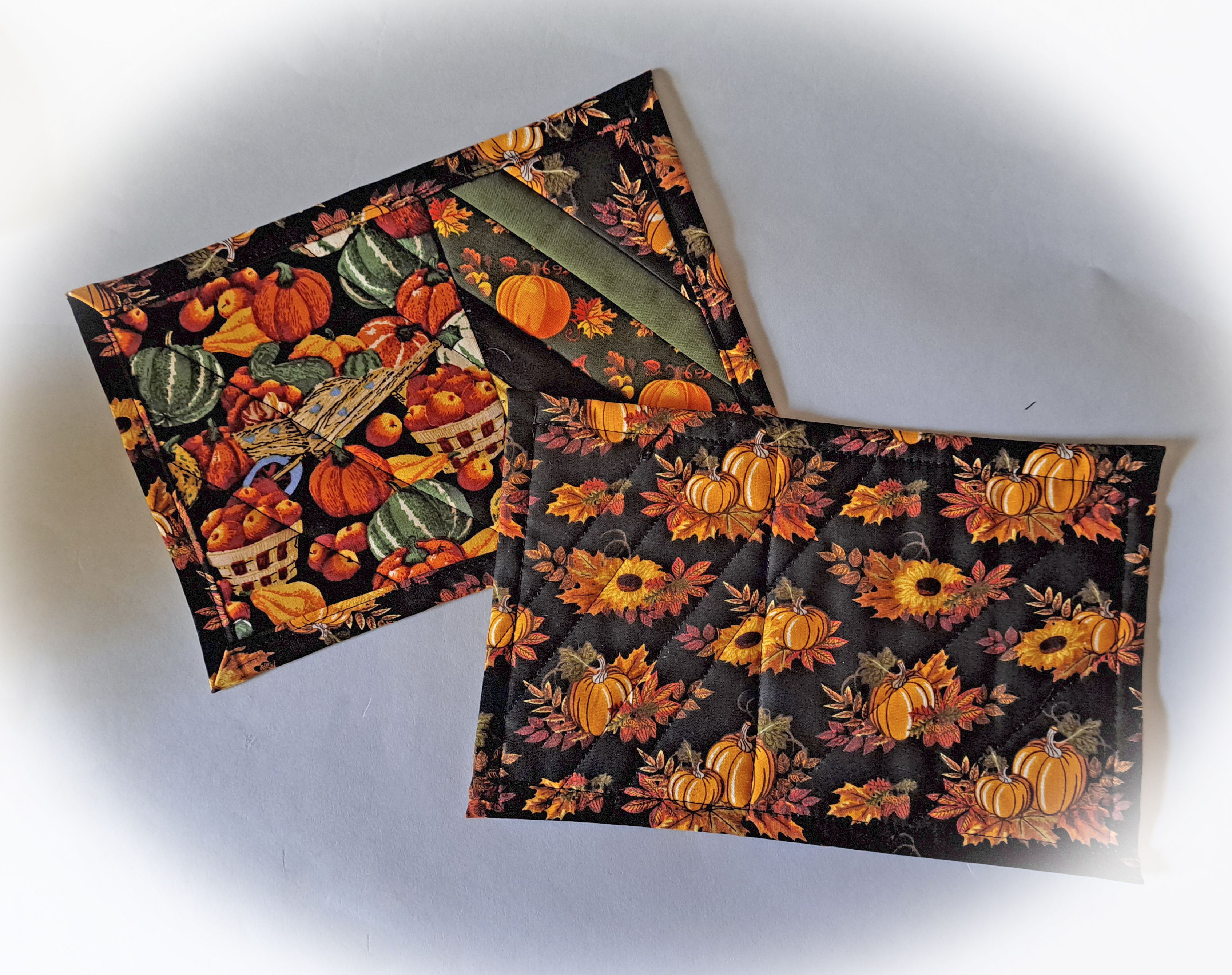 Handmade Autumn Quilted Mug Rug - Set of 2