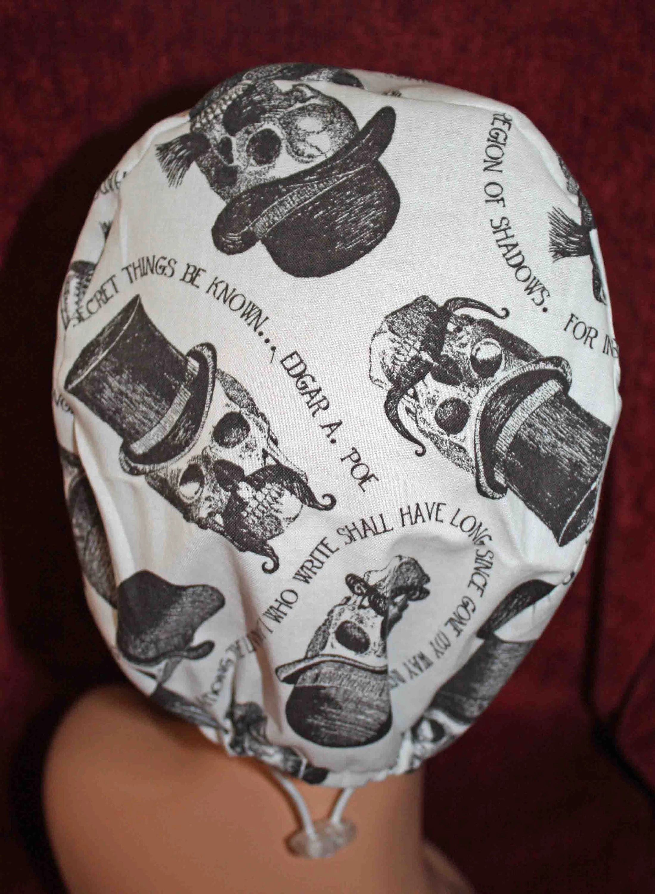 Handmade Skulls and Poe Sayings Surgical/Scrub Cap