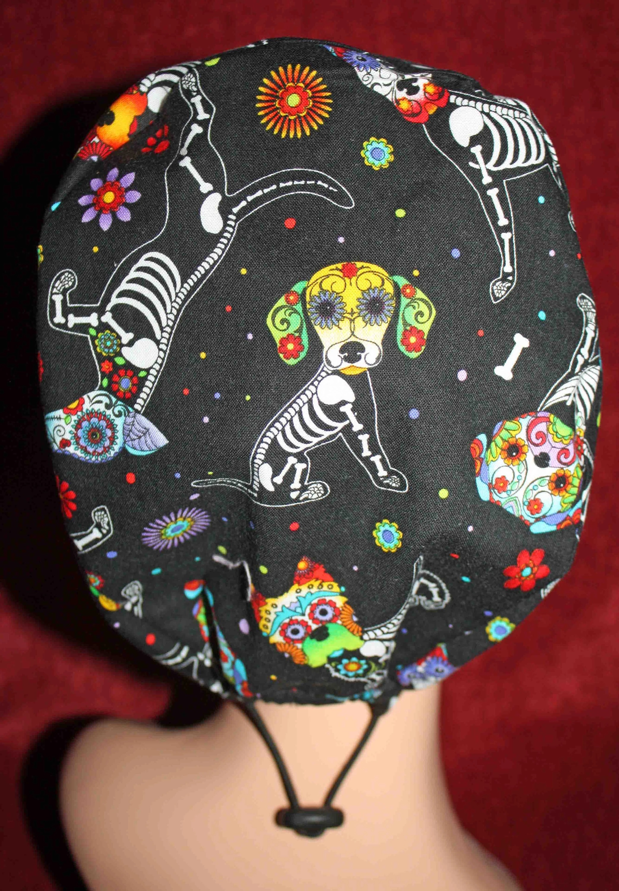 Handmade Skeleton Pups Scrub Cap