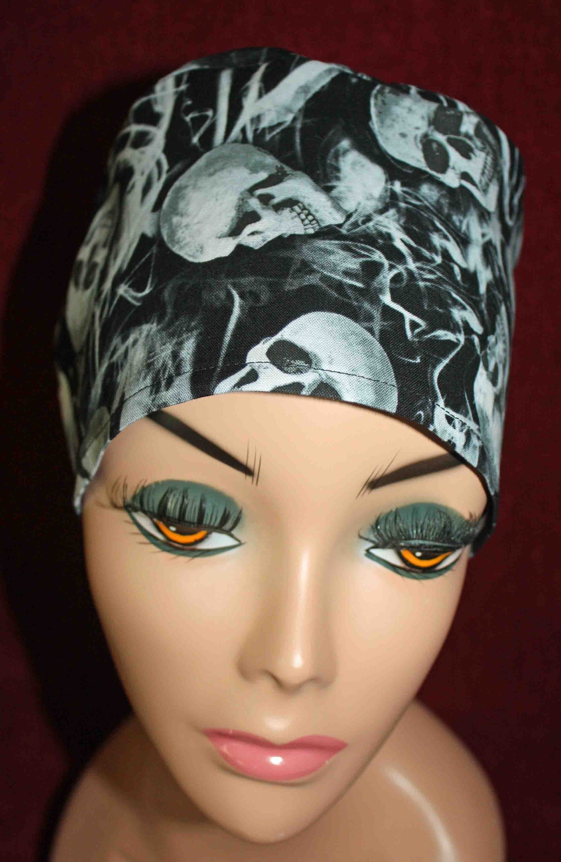 Handmade Smoky Skulls Surgical/Scrub Cap