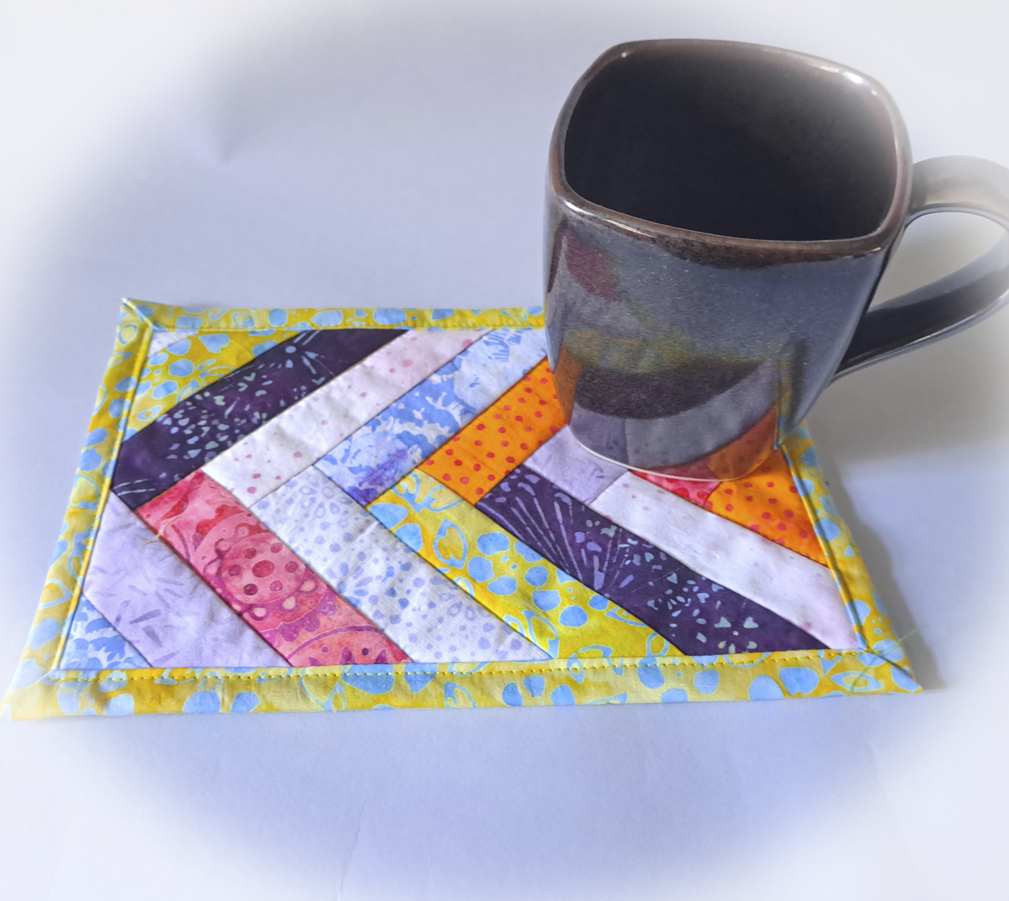 Handmade Batik Fabric Mug Rugs - Chevron/Braided Design - Set of 2
