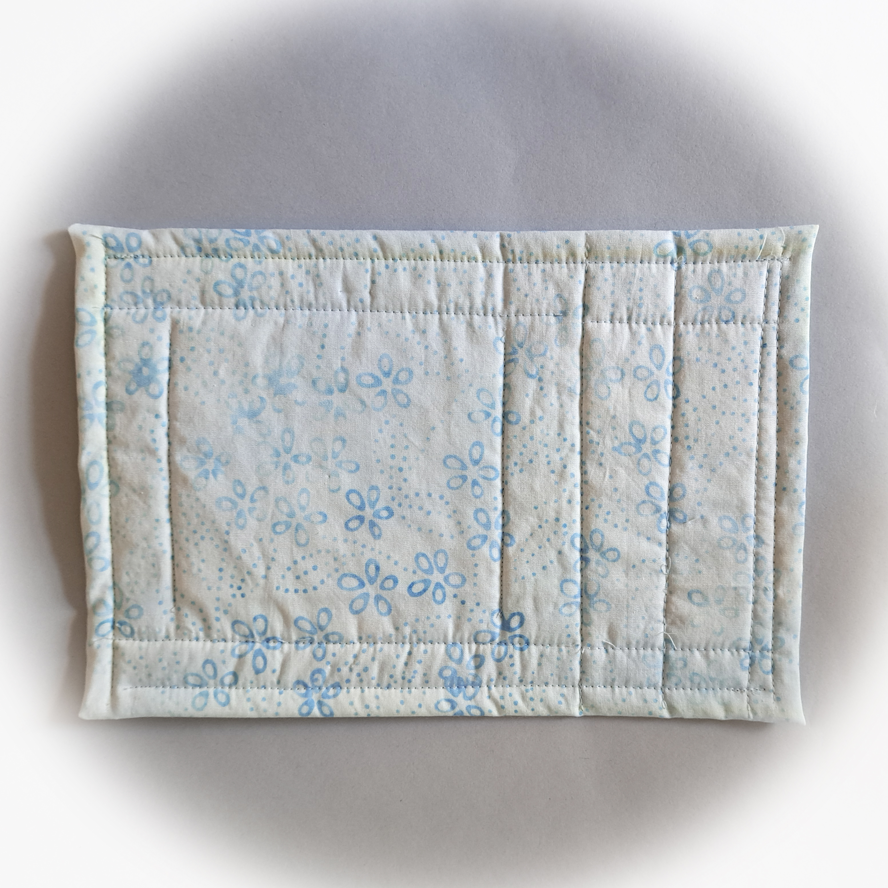 Handmade Fabric Quilted Mug Rug - Blue Holly Christmas Tree - Single