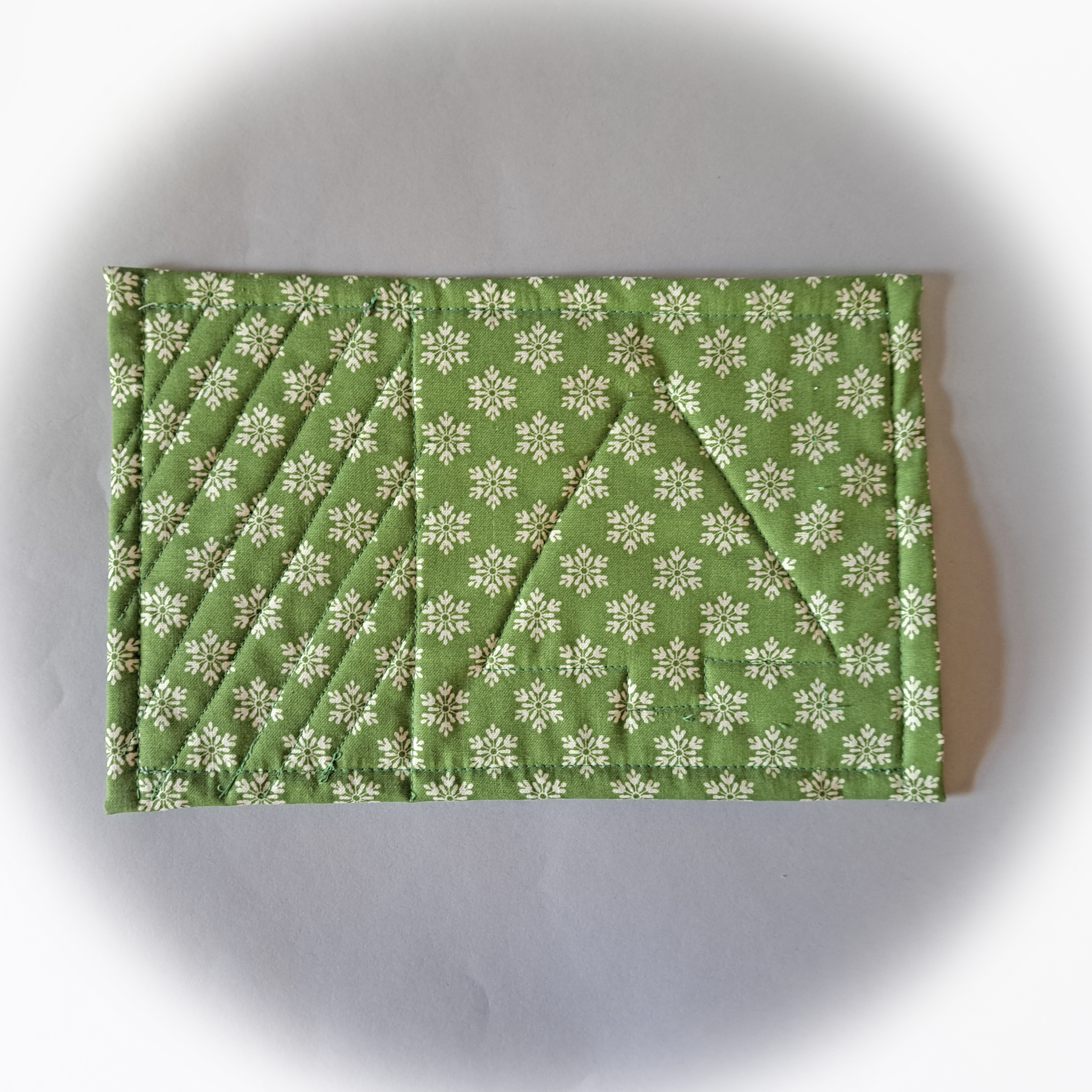 Handmade Fabric Quilted Mug Rug - Red and Green Christmas Tree - Single