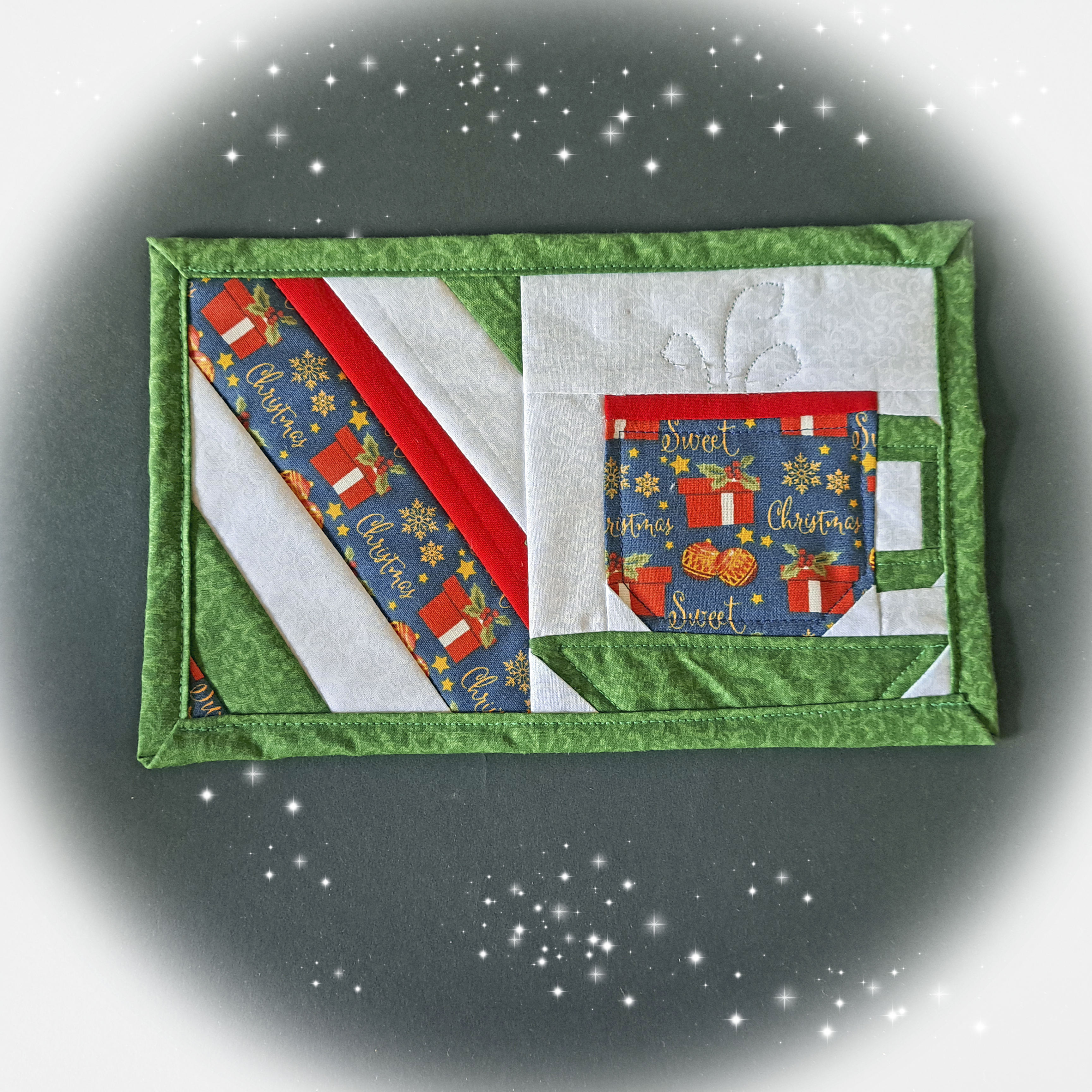 Handmade Holiday Fabric Quilted Mug Rug - Teacup or Coffee Mug - Single or Set