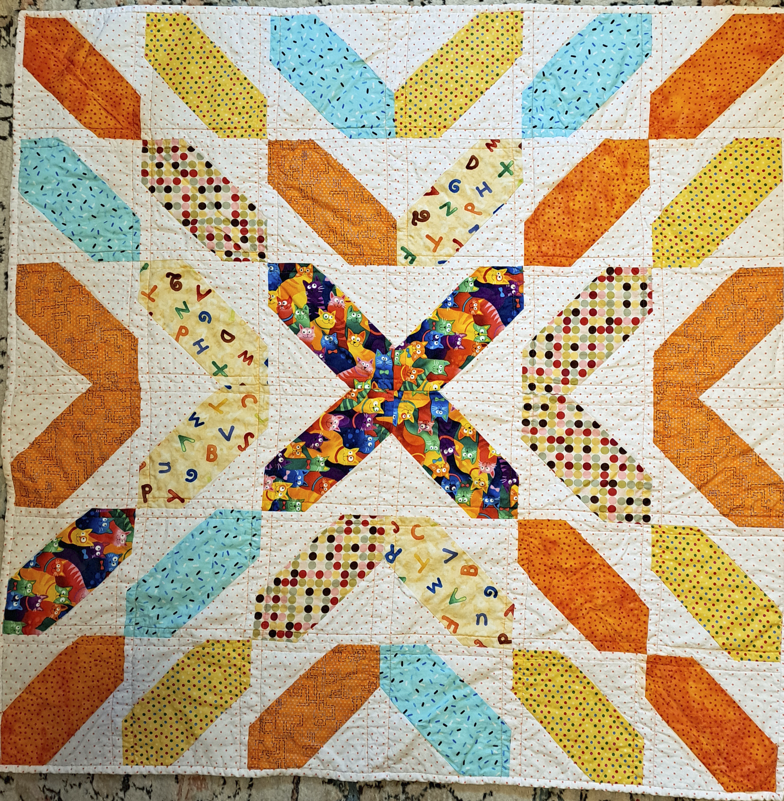 Handmade Colorful Infant Quilt - Sloths in Pajamas Backing Fabric