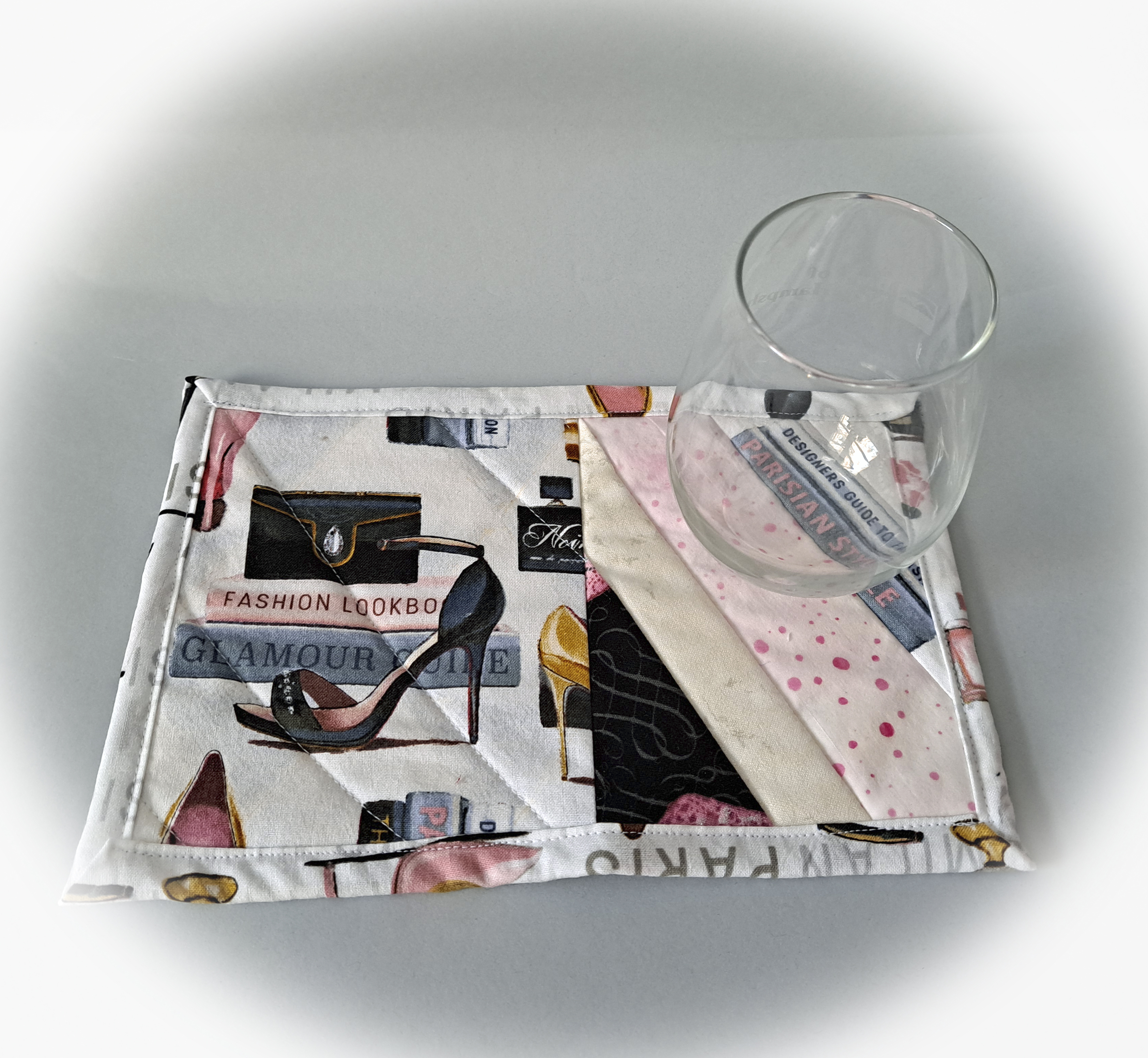Handmade Fabric Quilted Glamorous Shoes Mug Rugs - Set of 2