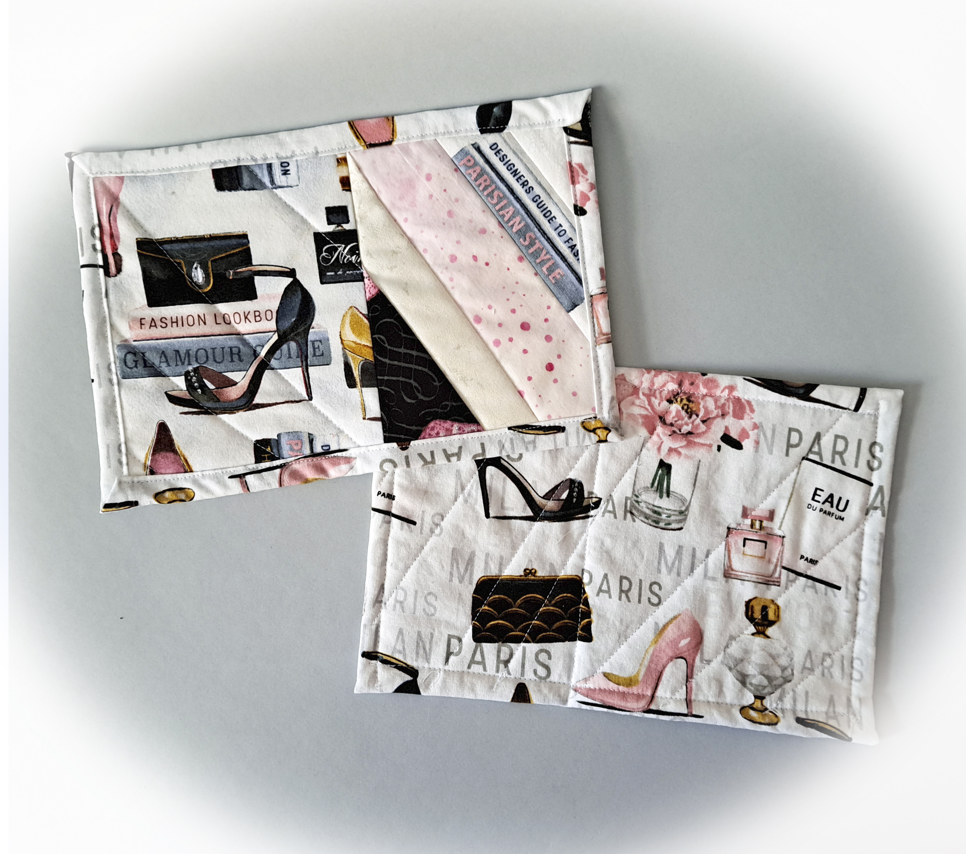 Handmade Fabric Quilted Glamorous Shoes Mug Rugs - Set of 2