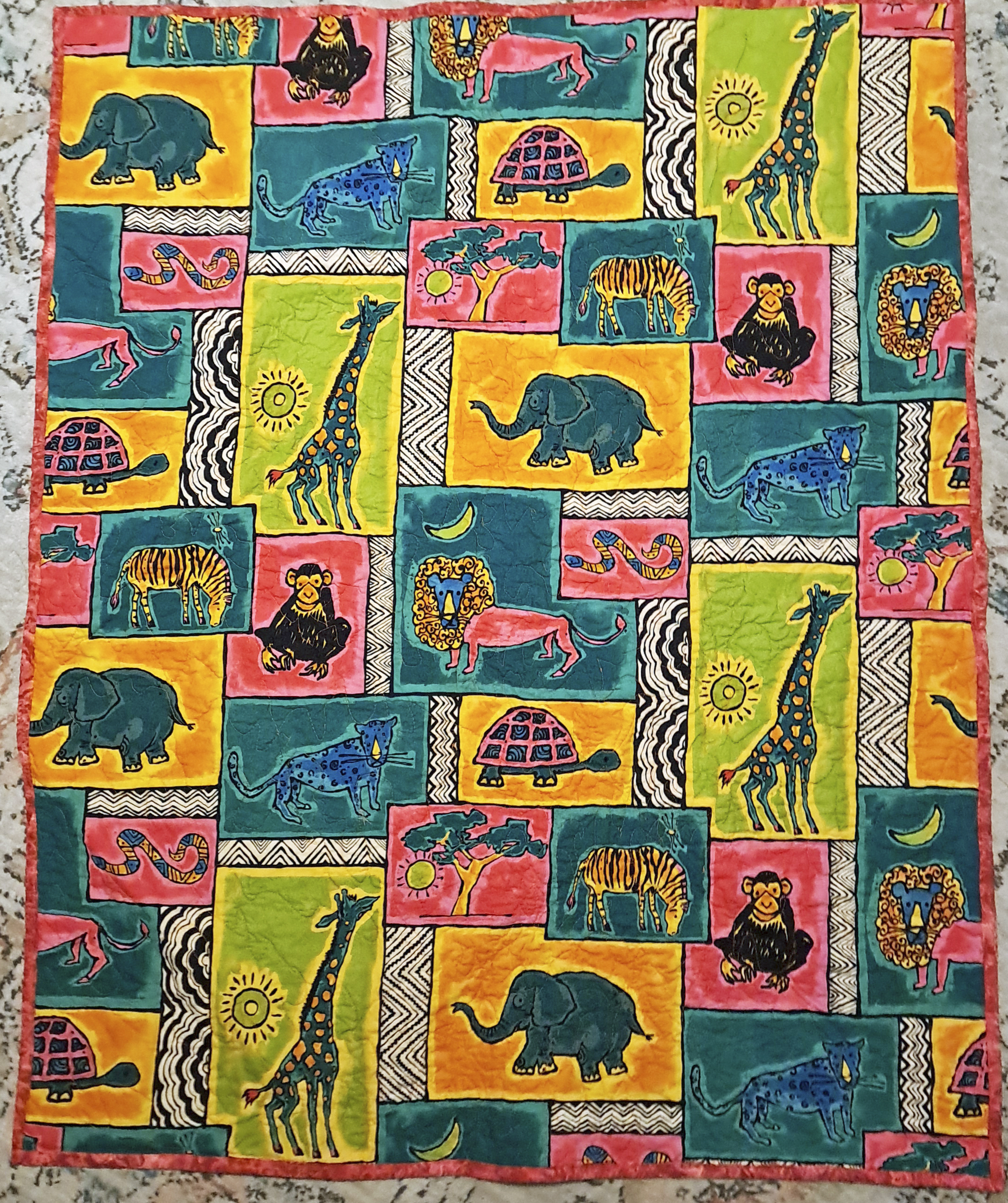 Handmade Infant Quilt - Safari Animals Backing