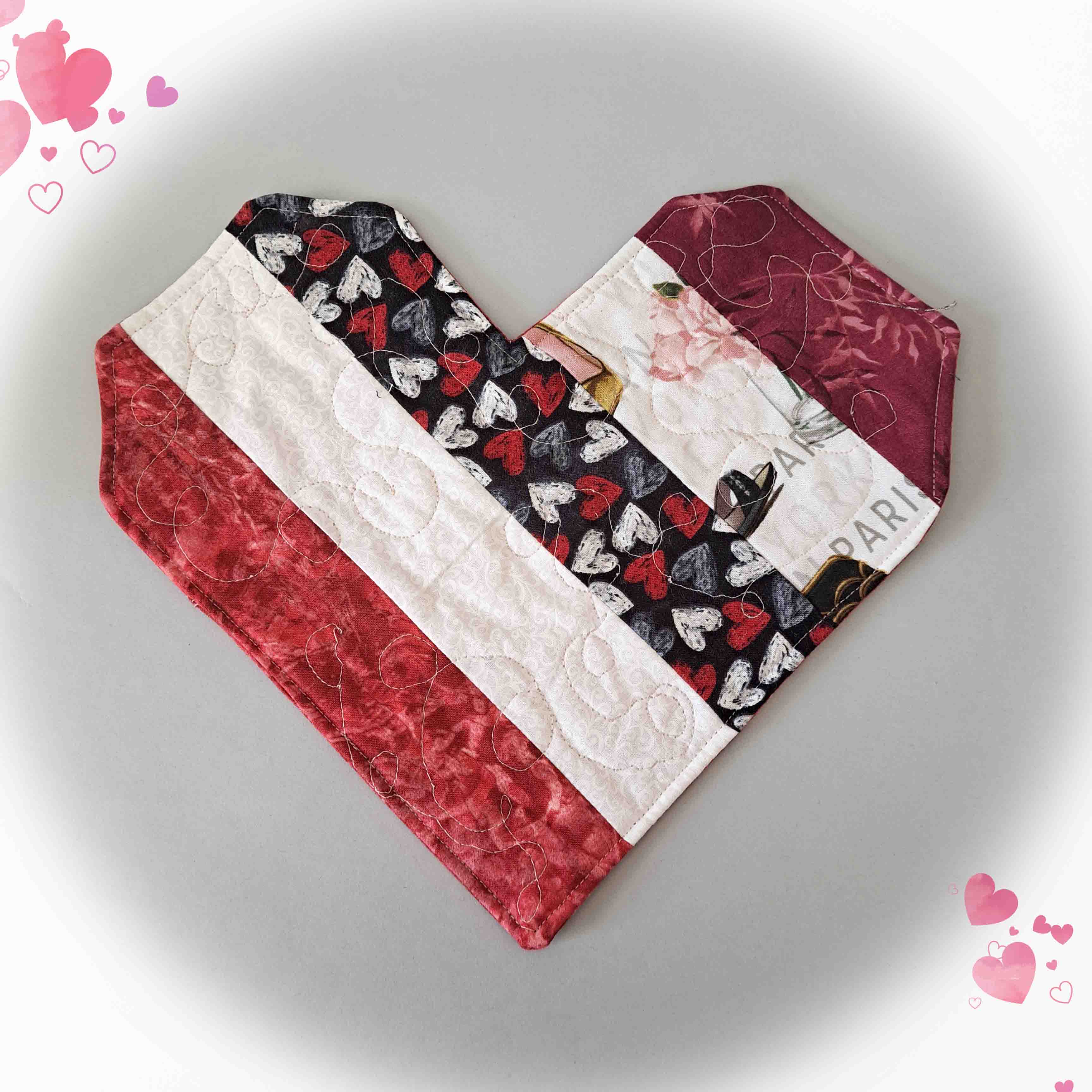Handmade Striped Heart Mug Rug 