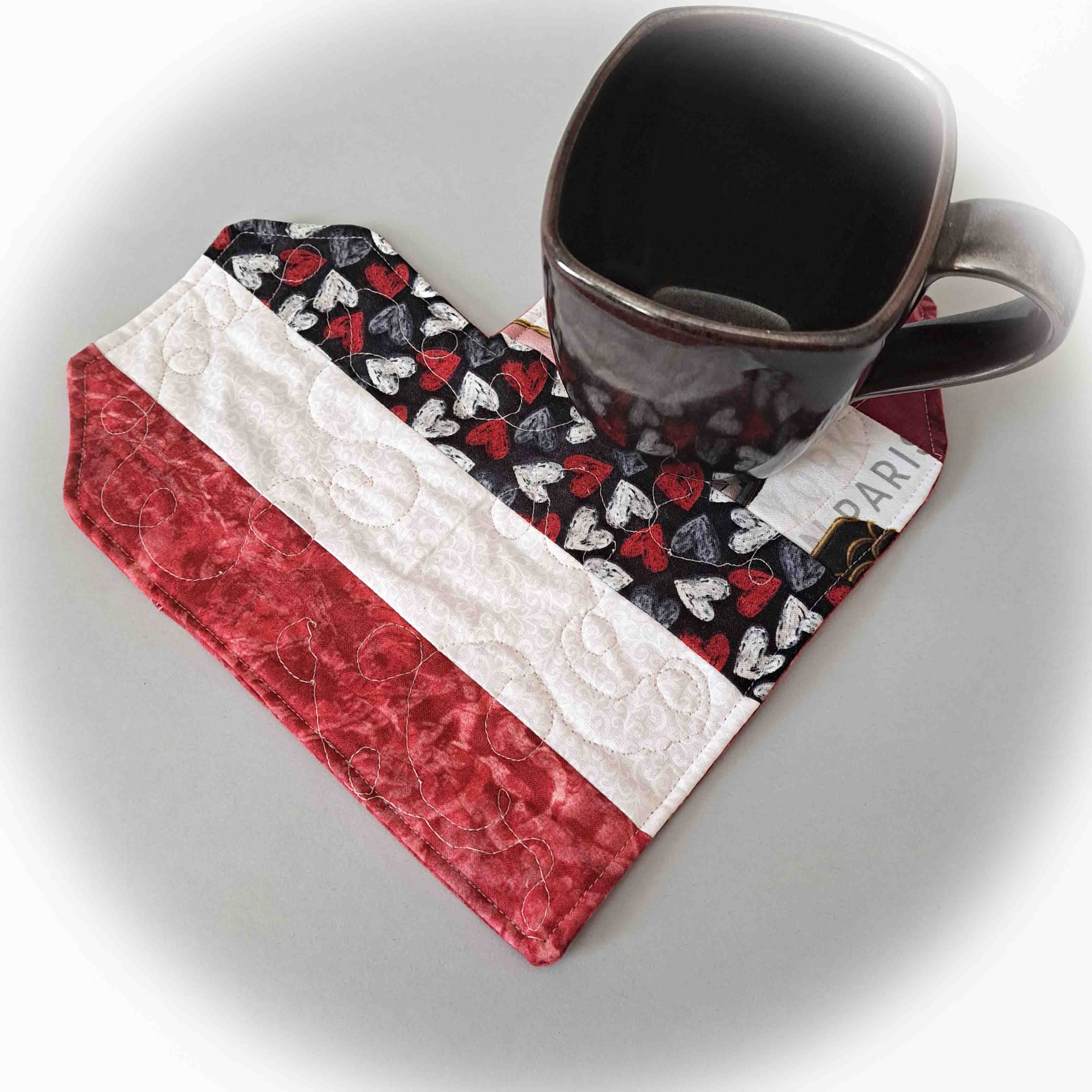 Handmade Striped Heart Mug Rug 