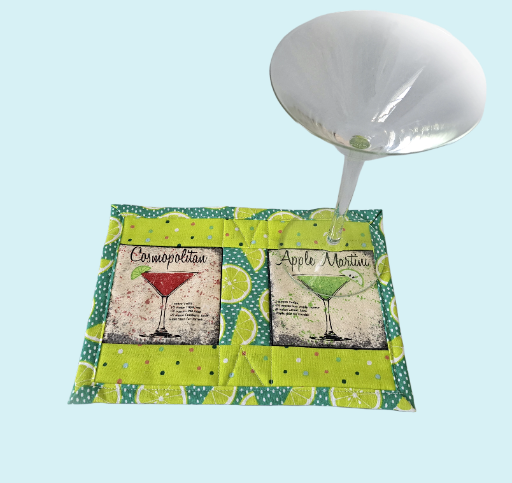 Handmade Martini Themed Mug Rug - Single or Set of 2