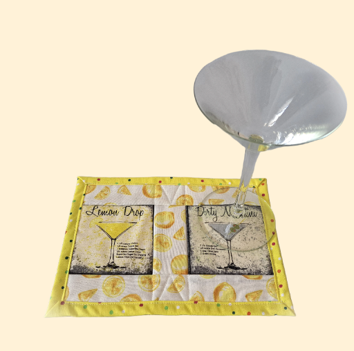 Handmade Martini Themed Mug Rug - Single or Set of 2