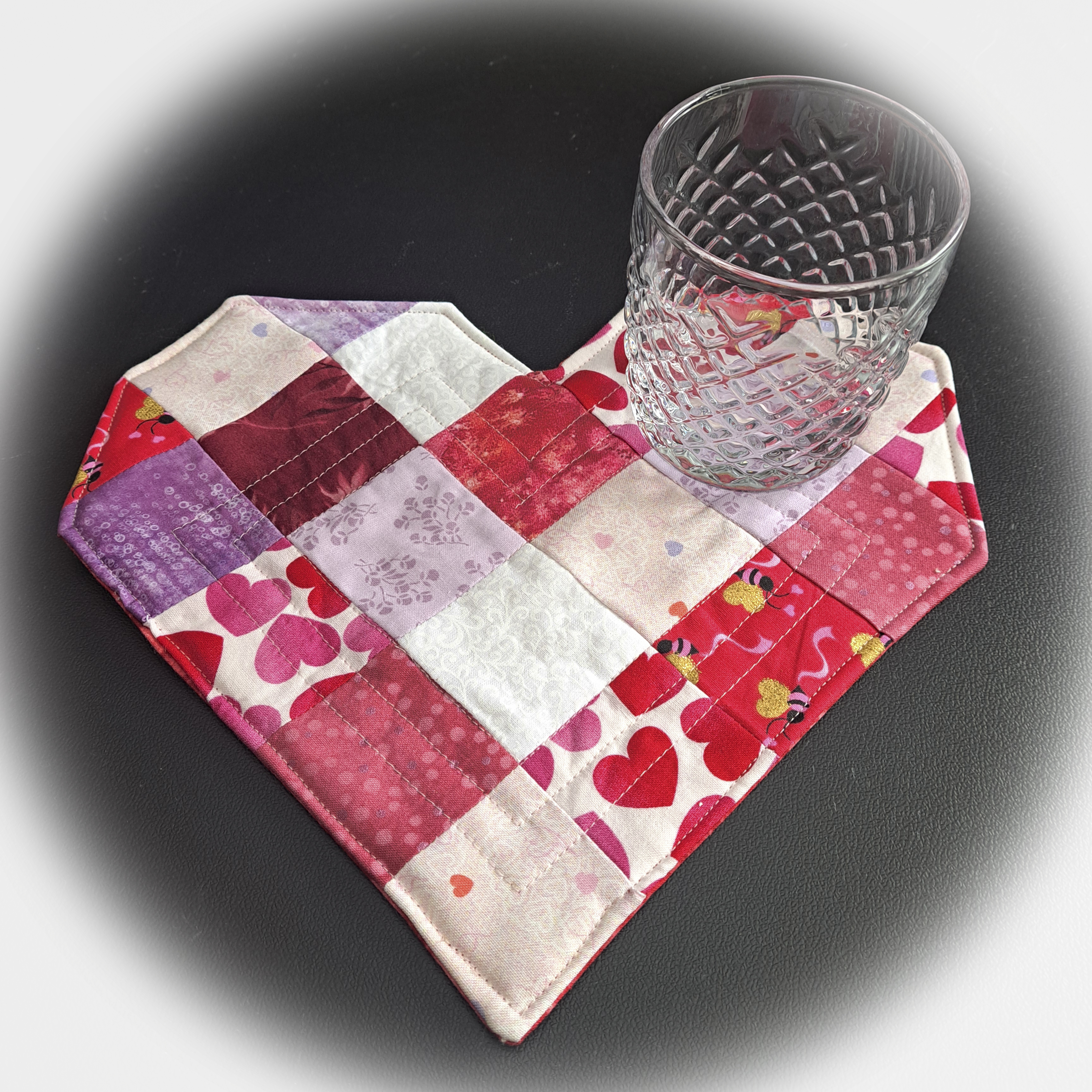 Handmade Heart Shaped Patchwork Mug Rugs - Perfect for Valentine's Day - Set of 2