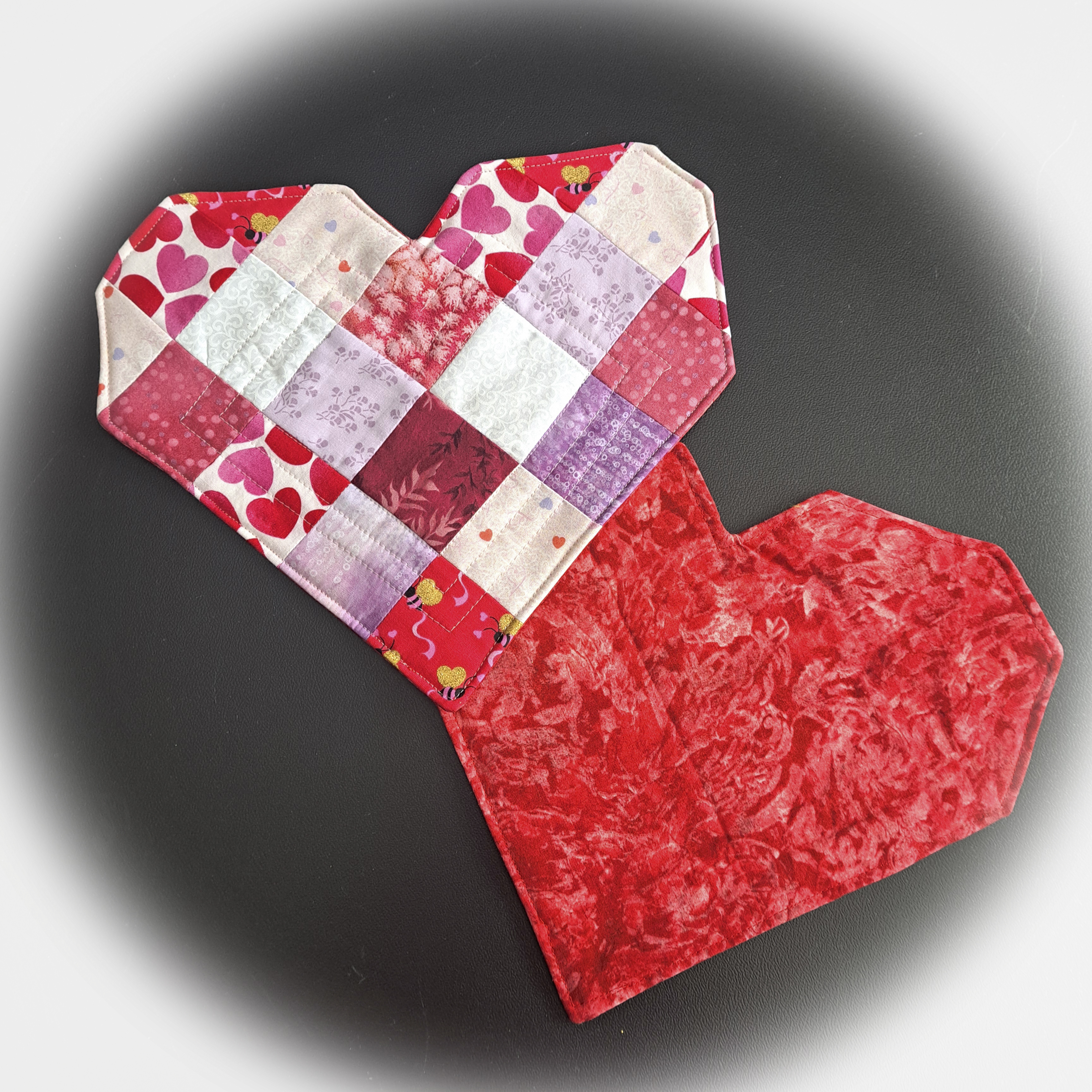 Handmade Heart Shaped Patchwork Mug Rugs - Perfect for Valentine's Day - Set of 2