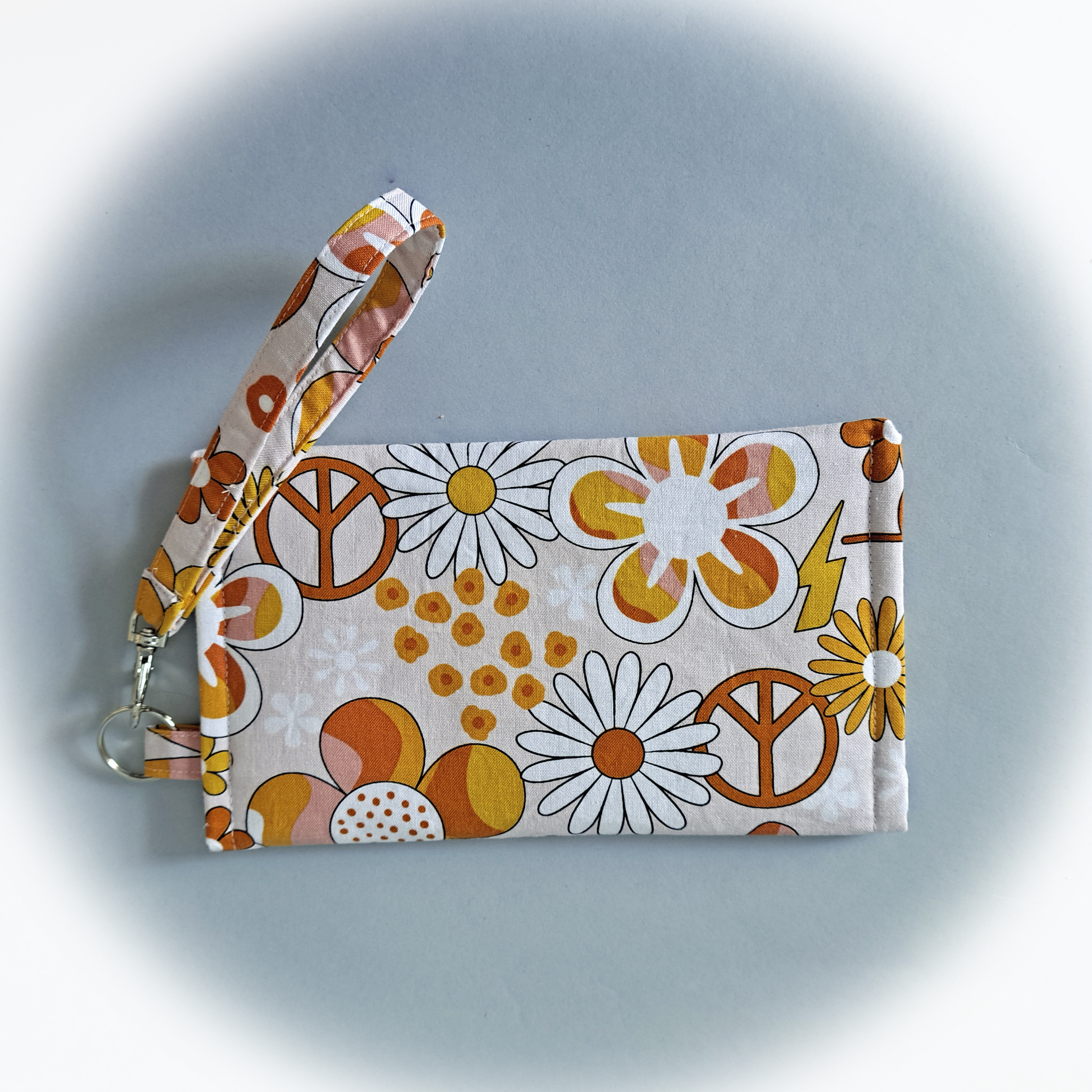 Large Handmade Floral fabric Wallet with Detachable Wrist Strap