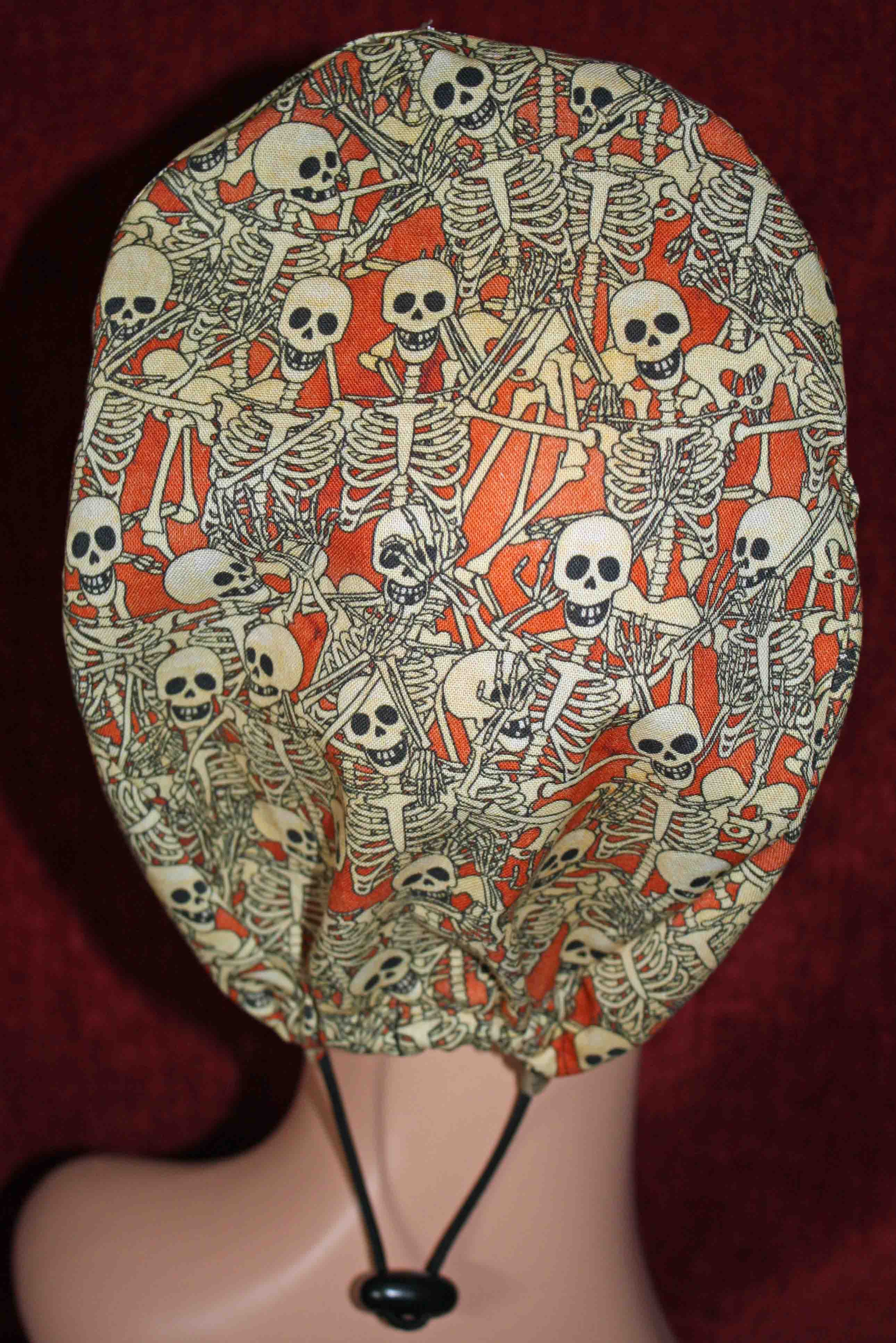 Handmade Orange Skulls Scrub Cap