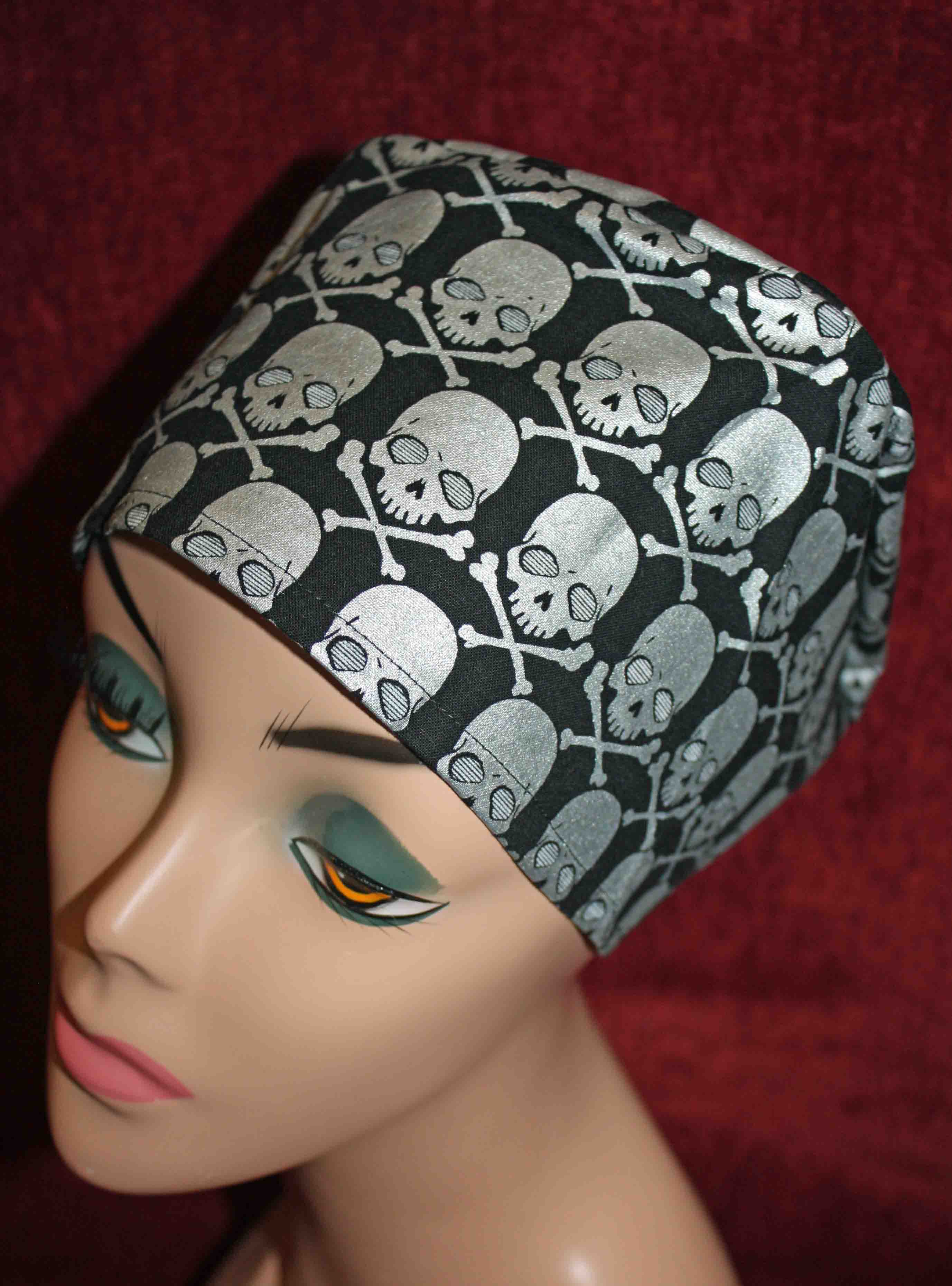 Handmade Silver Skulls Scrub Cap