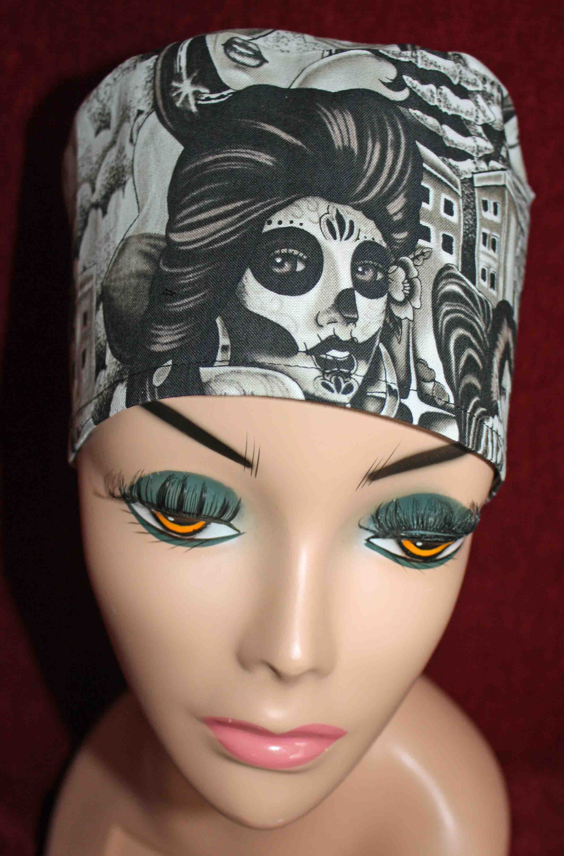 Handmade Day of the Dead Scrub Cap