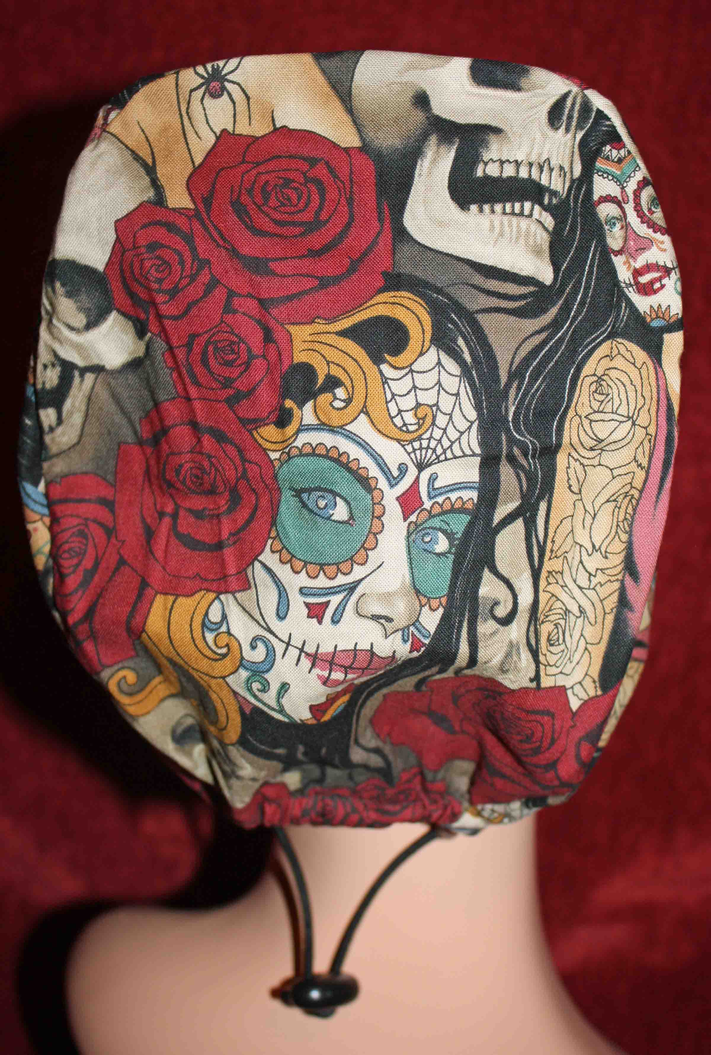 Handmade Day of the Dead Pin Up Girl Scrub Cap