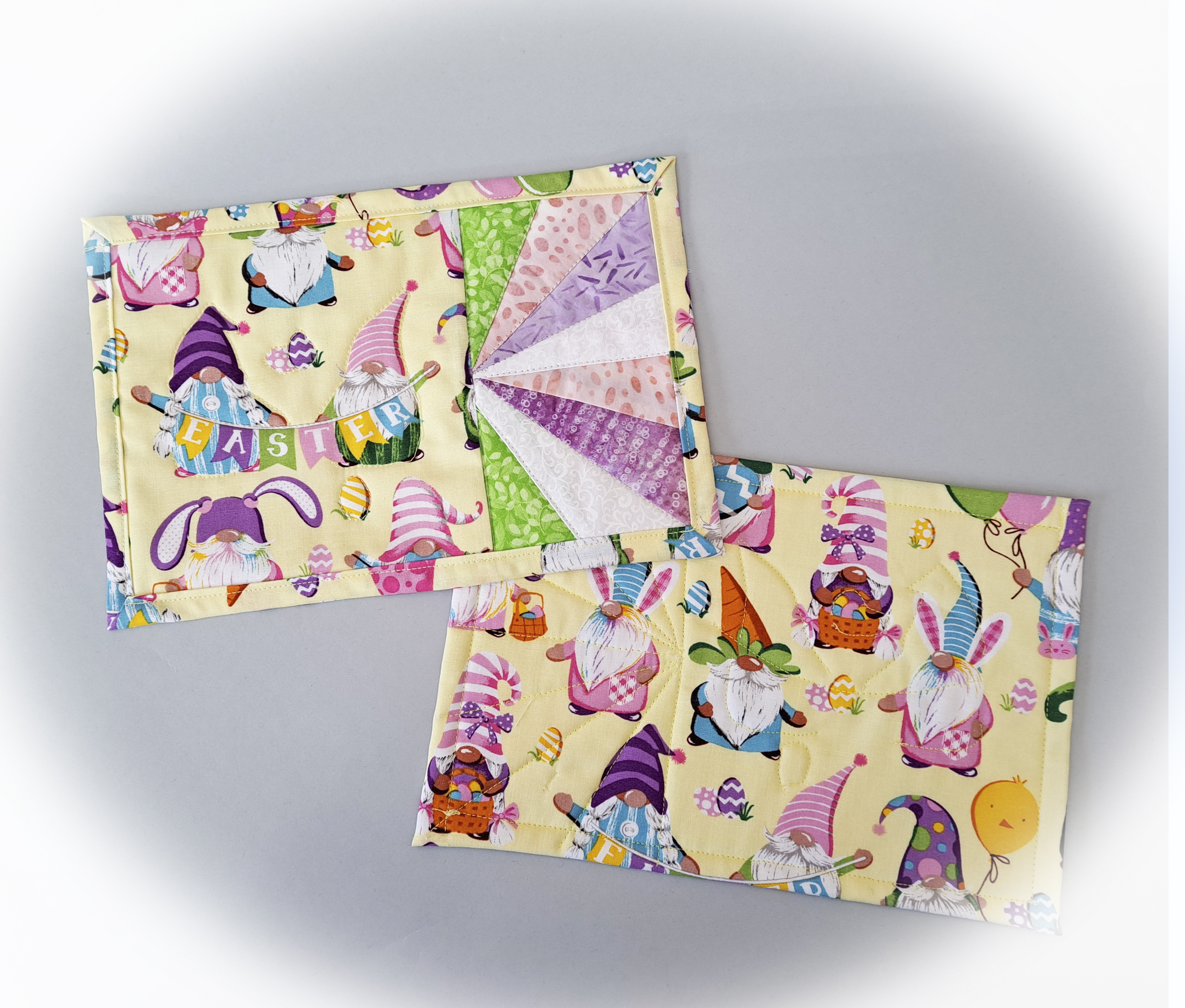 Handmade Fabric Quilted Easter Gnome Mug Rugs