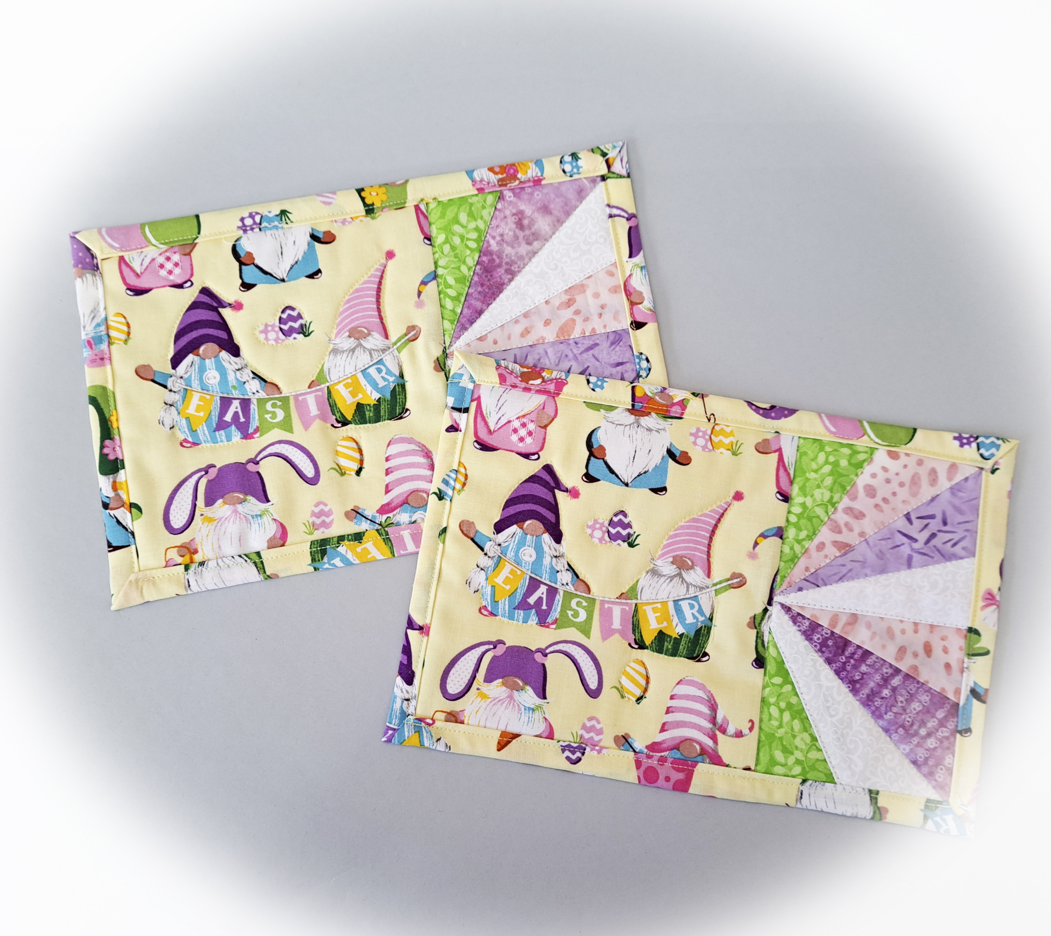Handmade Fabric Quilted Easter Gnome Mug Rugs