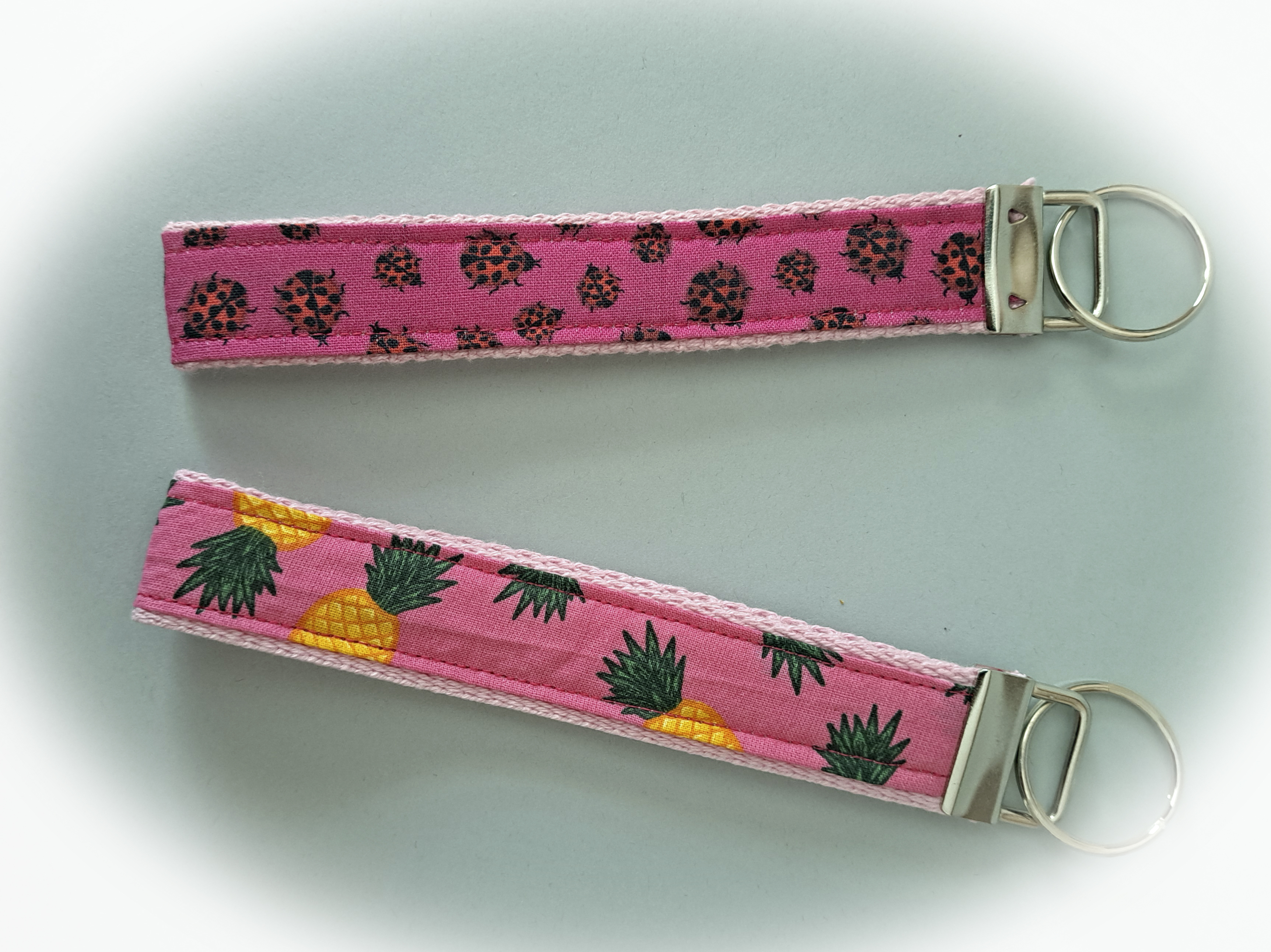 Handmade Fabric Keychains/Key Fob - Pink Pineapple or Pink Ladybugs
