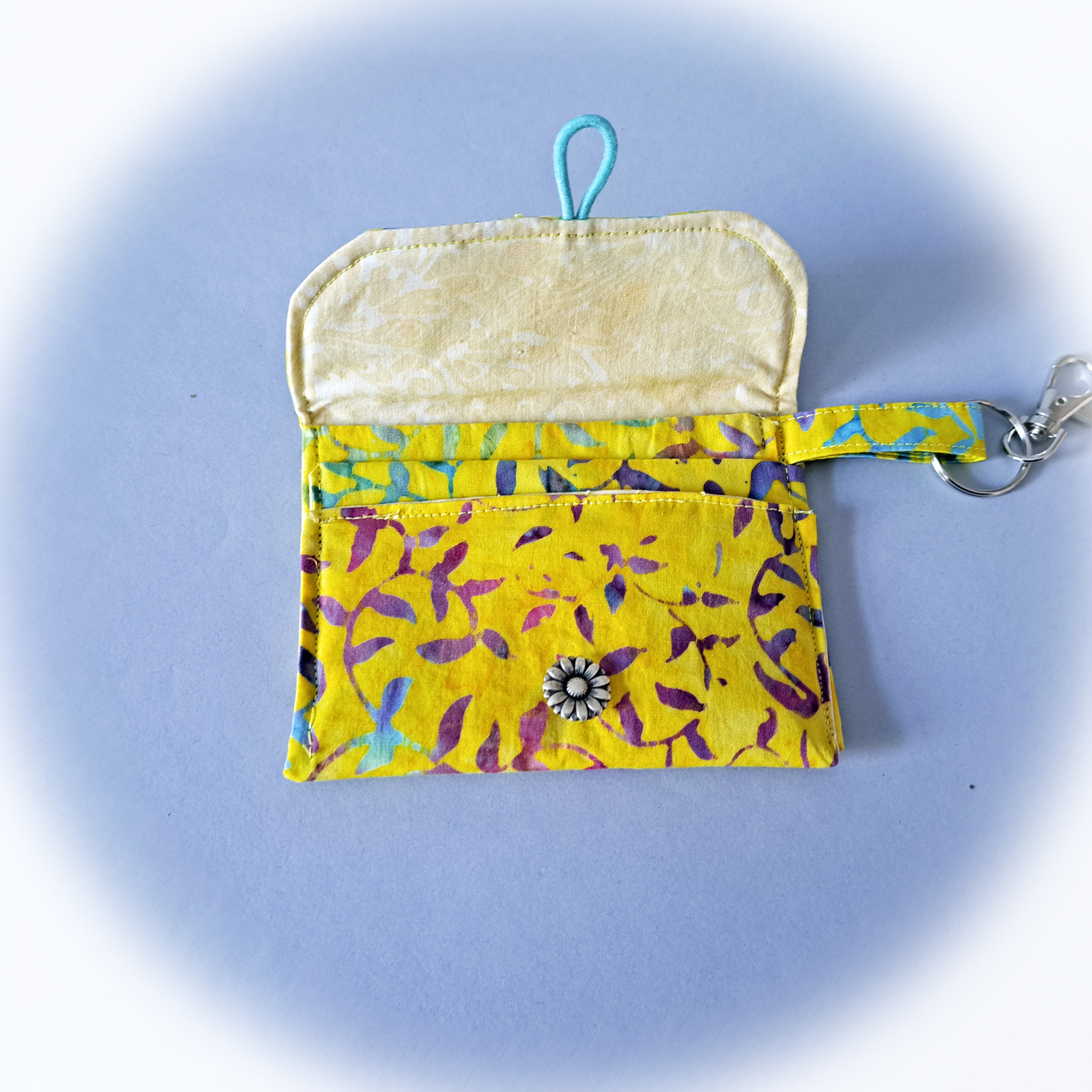 Handmade Fabric Wallet and Optional Wristlet Key Fob