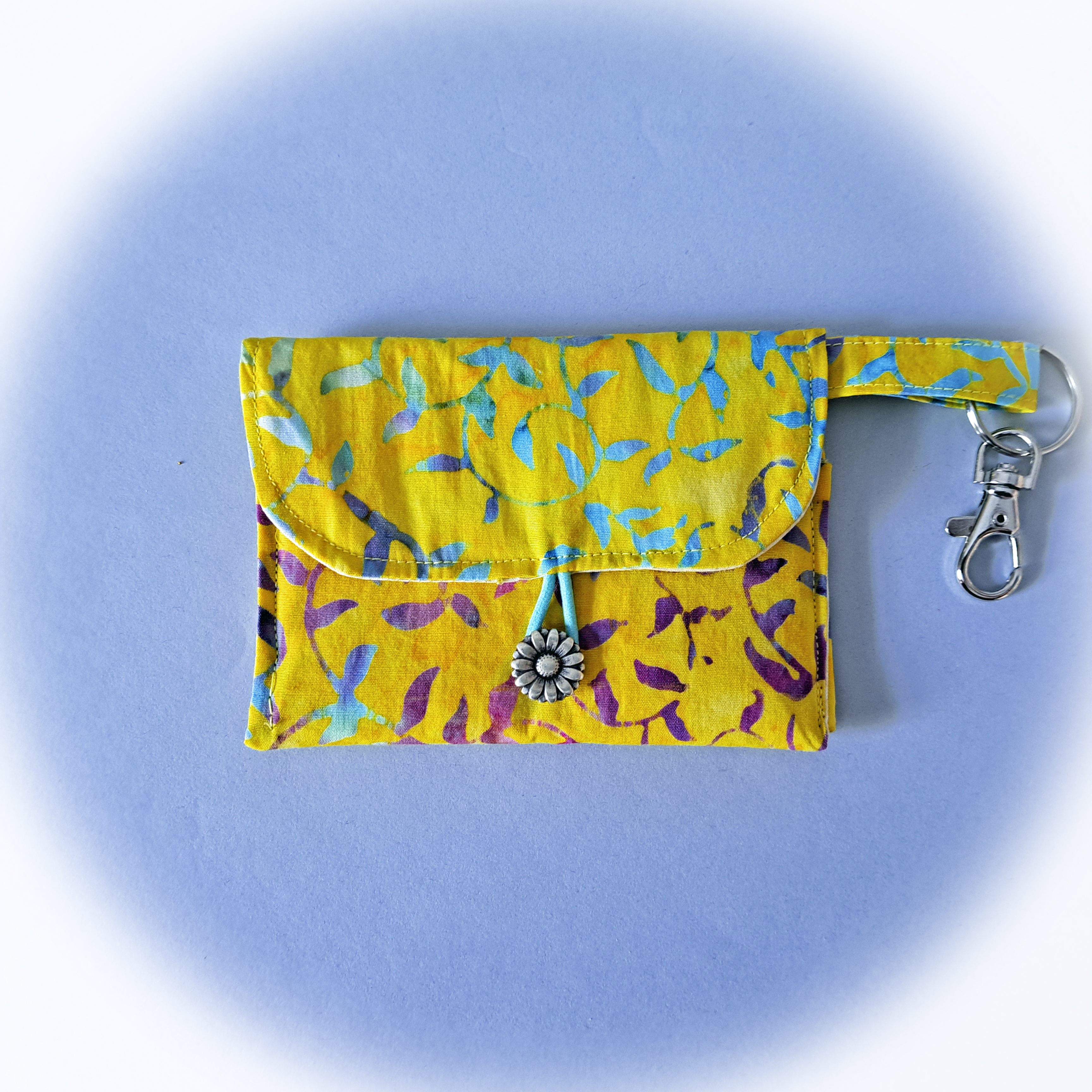 Handmade Fabric Wallet and Optional Wristlet Key Fob