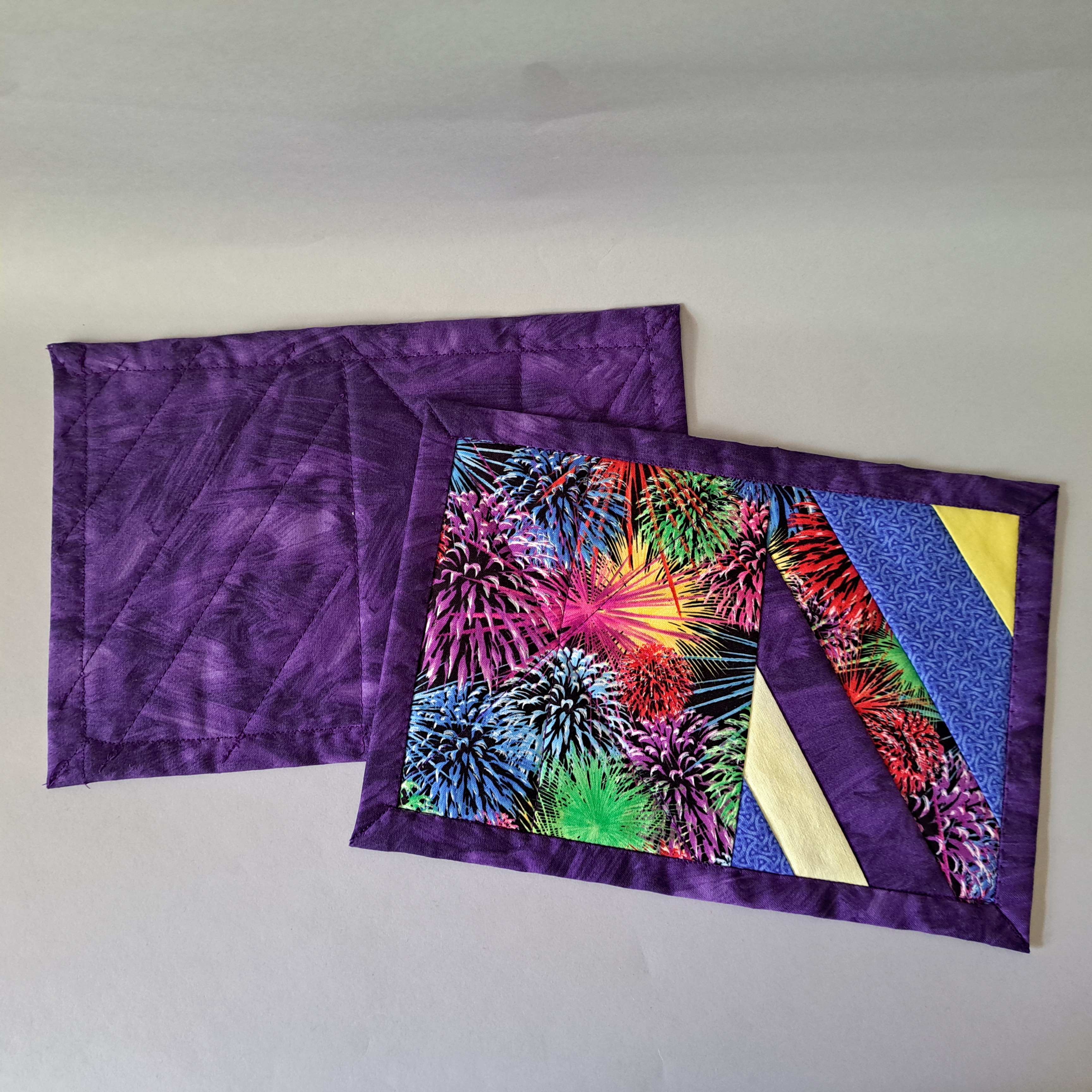 Handmade Fireworks Mug Rugs - Set of 2 