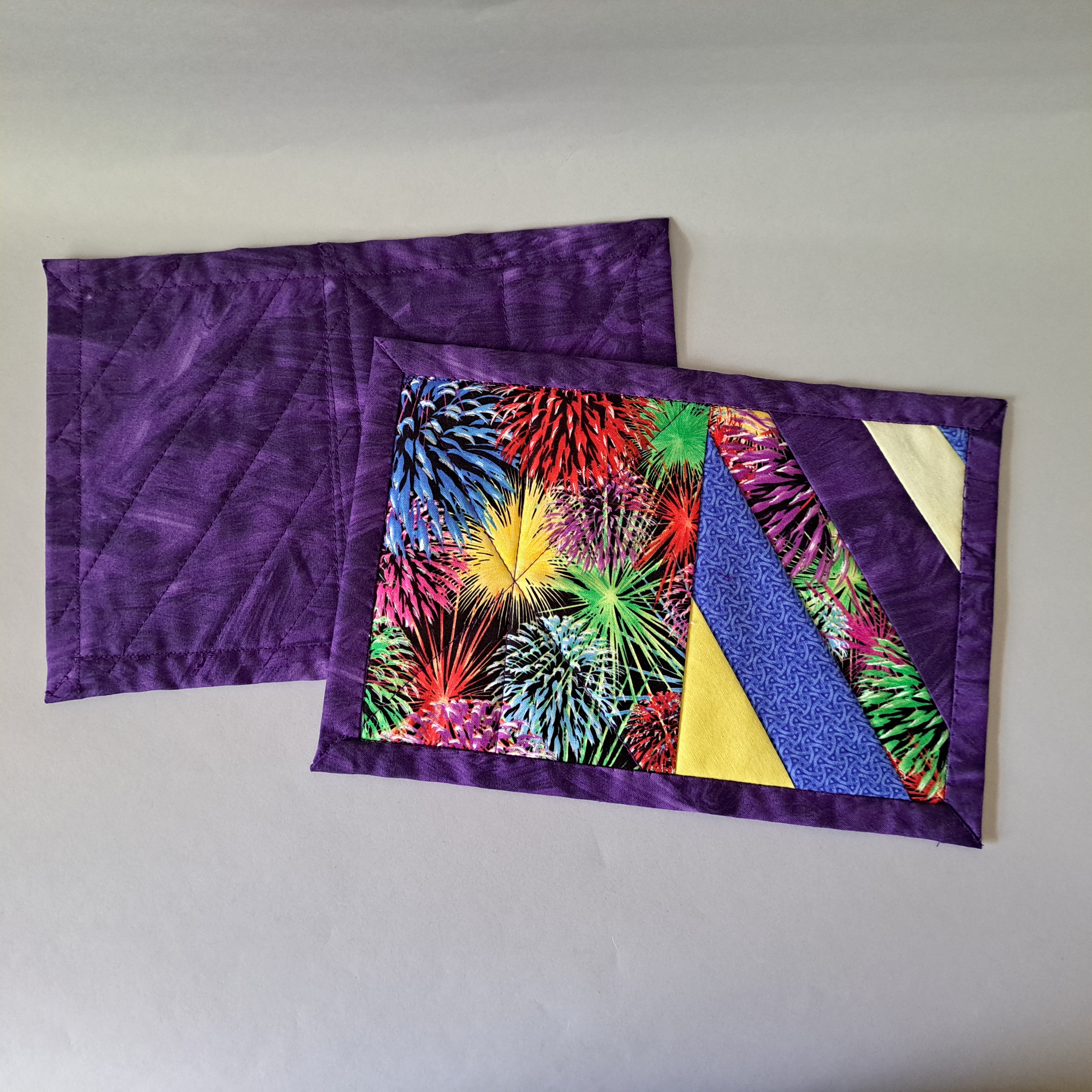Handmade Fireworks Mug Rugs - Set of 2 