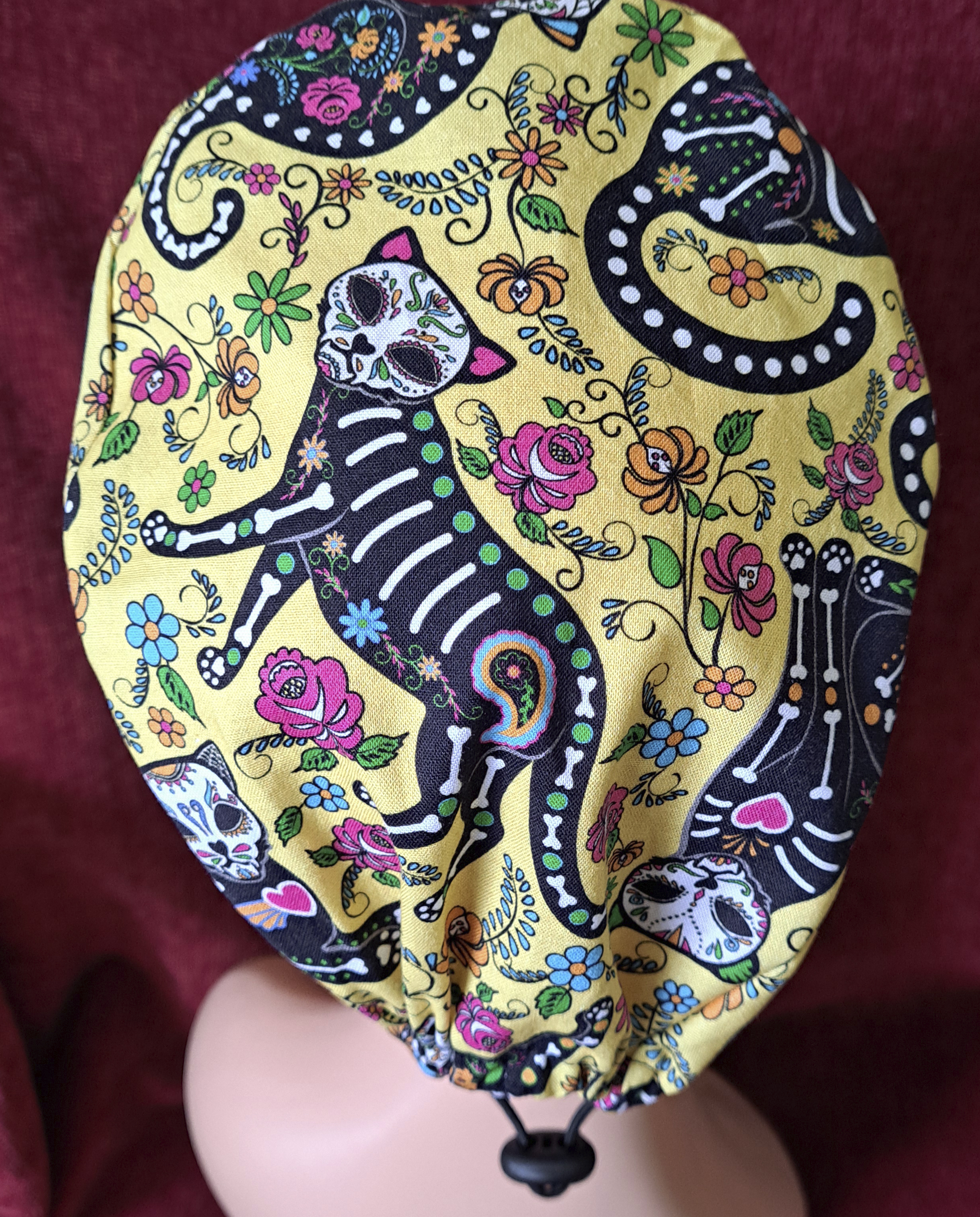 Handmade Skeleton Cats Surgical/Scrub Cap