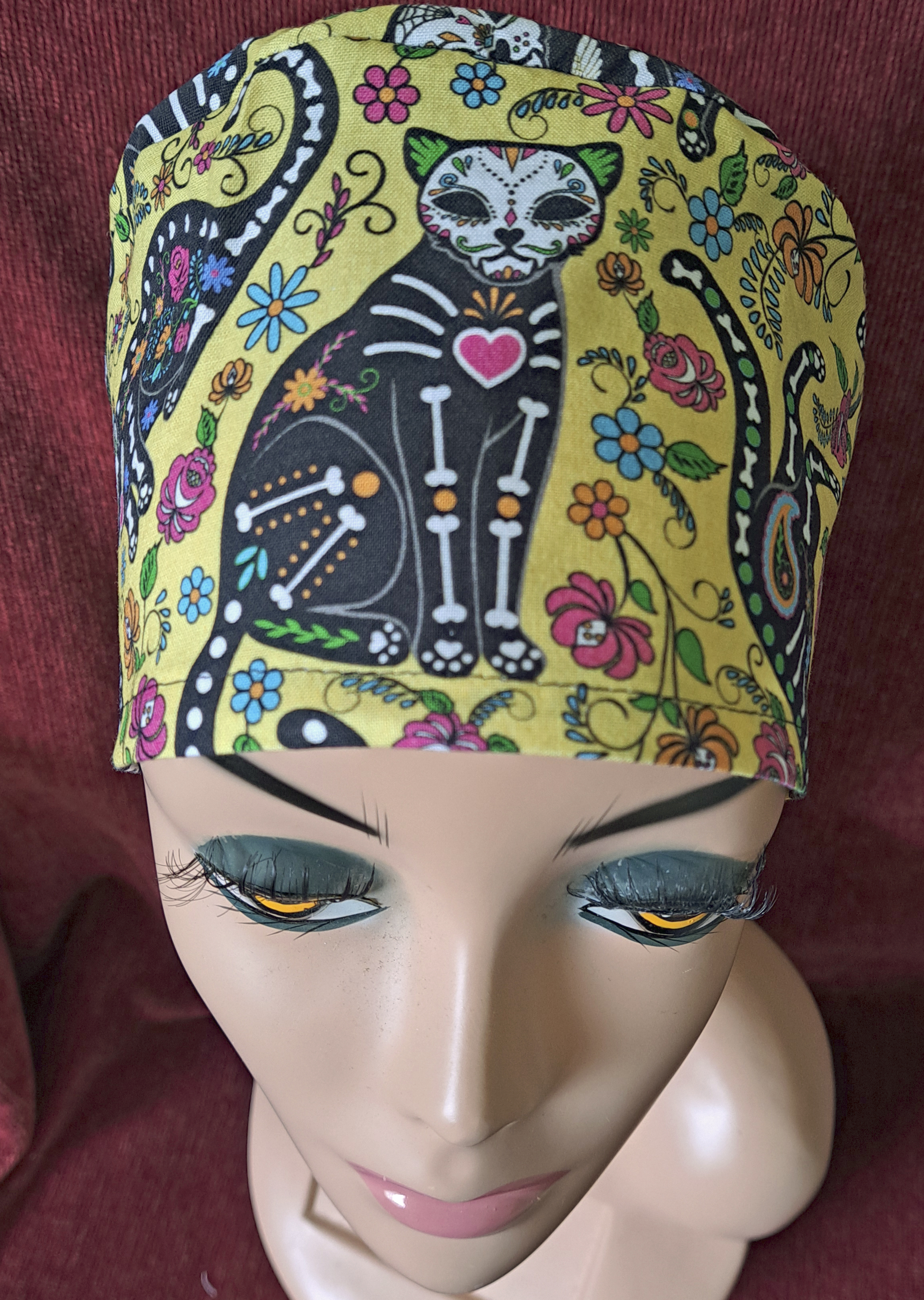 Handmade Skeleton Cats Surgical/Scrub Cap