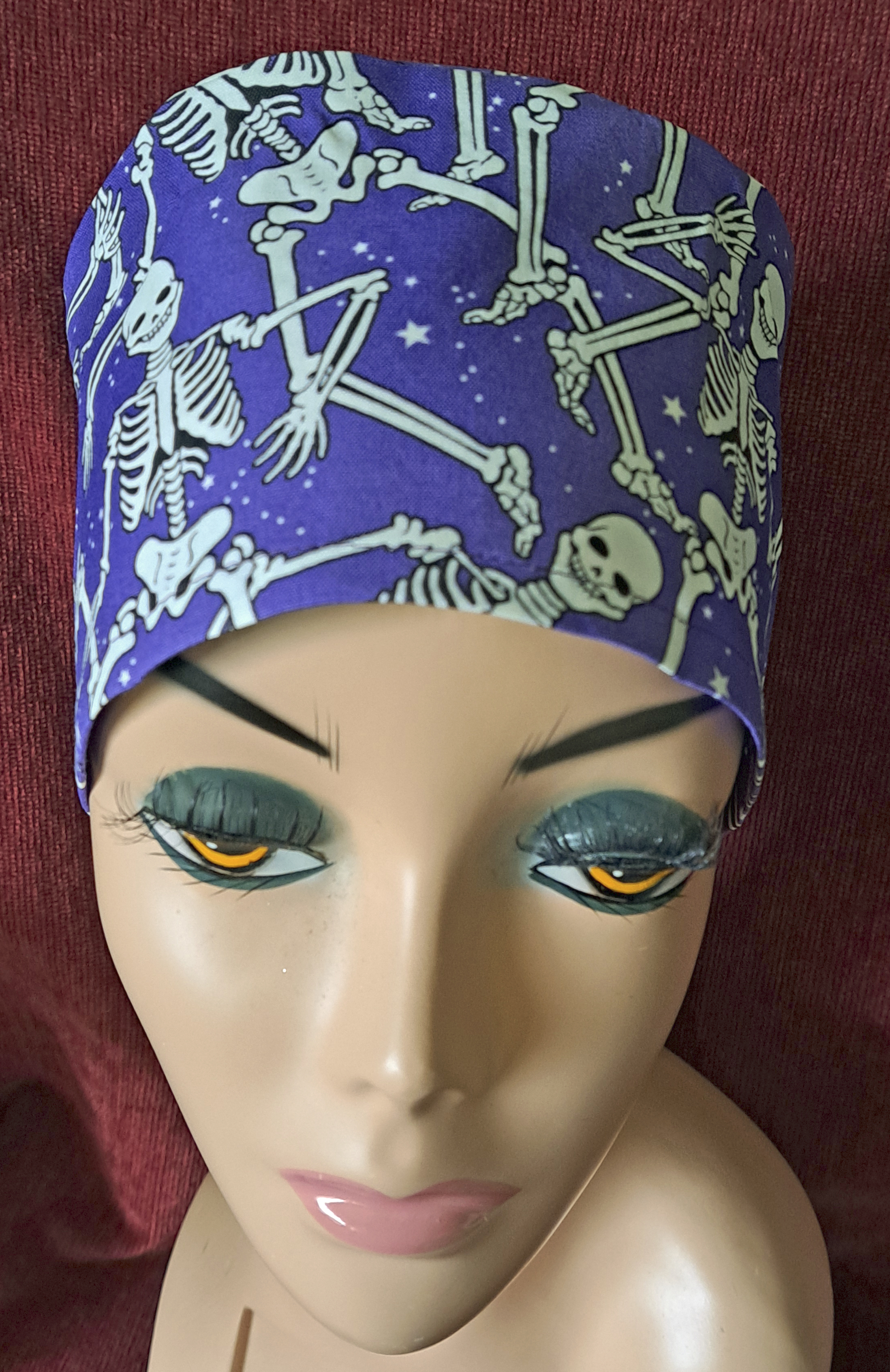 Handmade Purple Skeletons Surgical/Scrub Cap