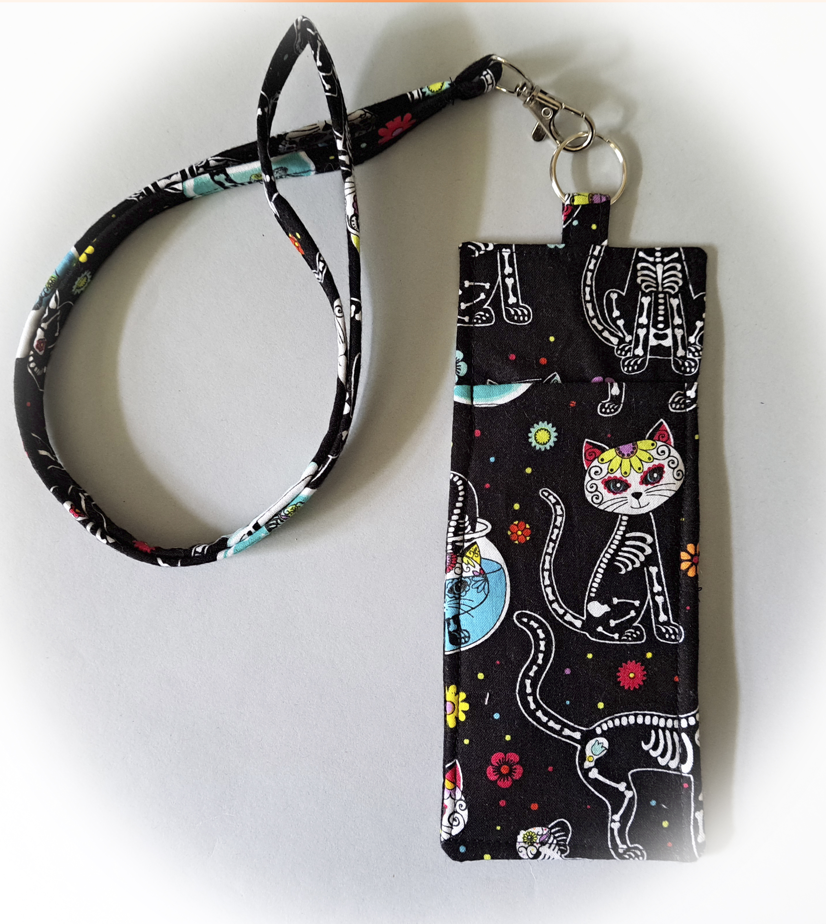Skeleton Cat Eyeglass and Pen Holder with Matching Lanyard