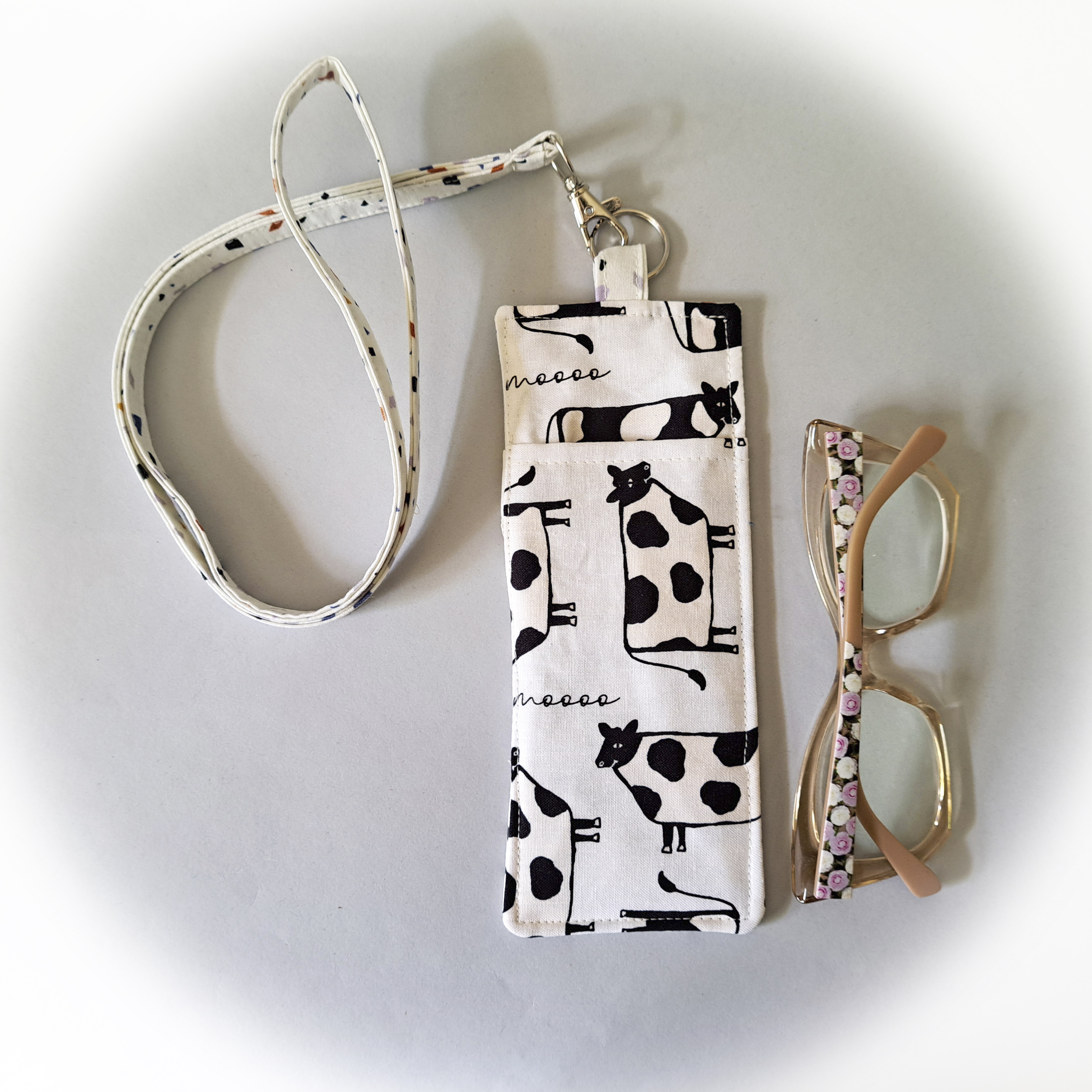 Cow Print Eyeglass and Pen Holder with Matching Lanyard