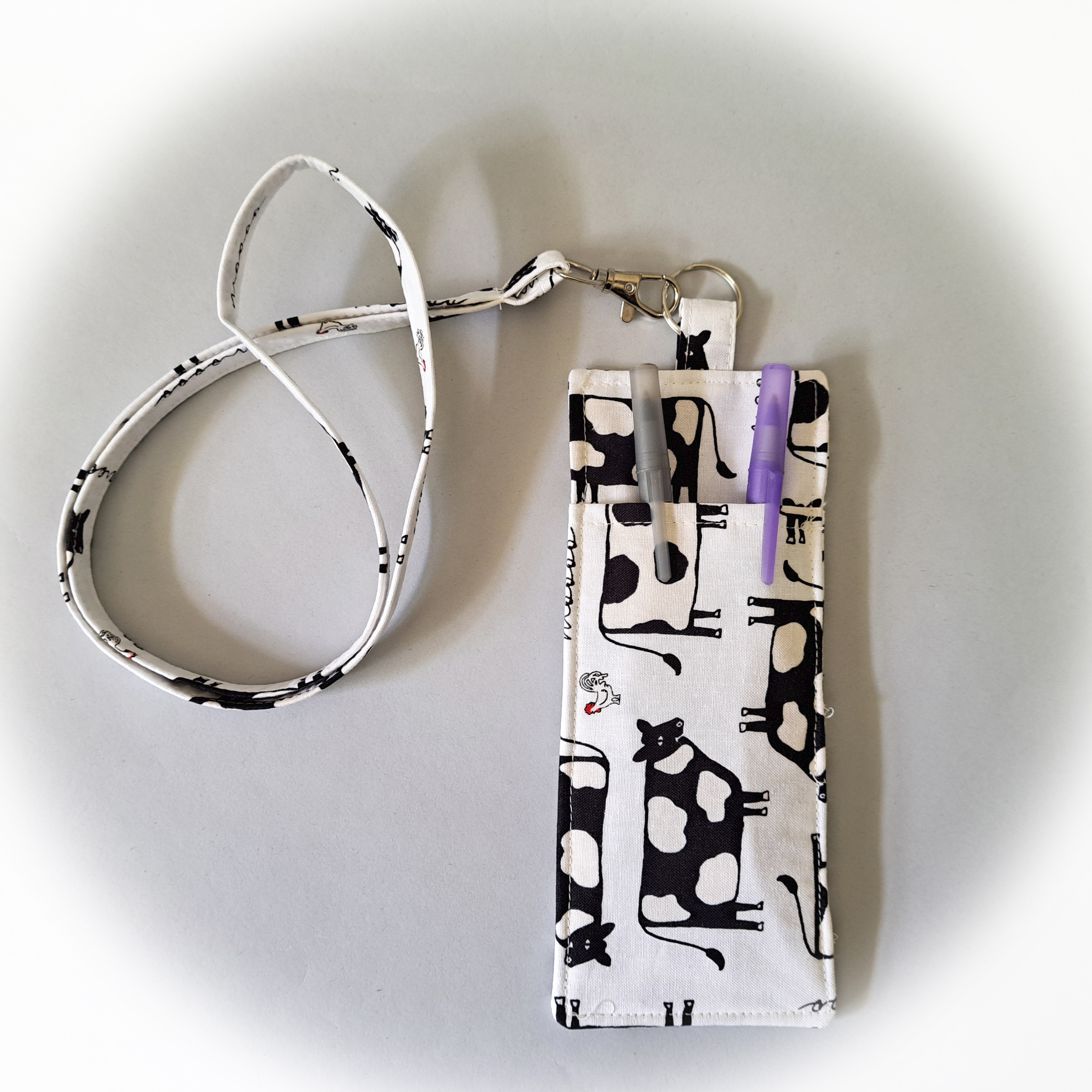 Cow Print Eyeglass and Pen Holder with Matching Lanyard