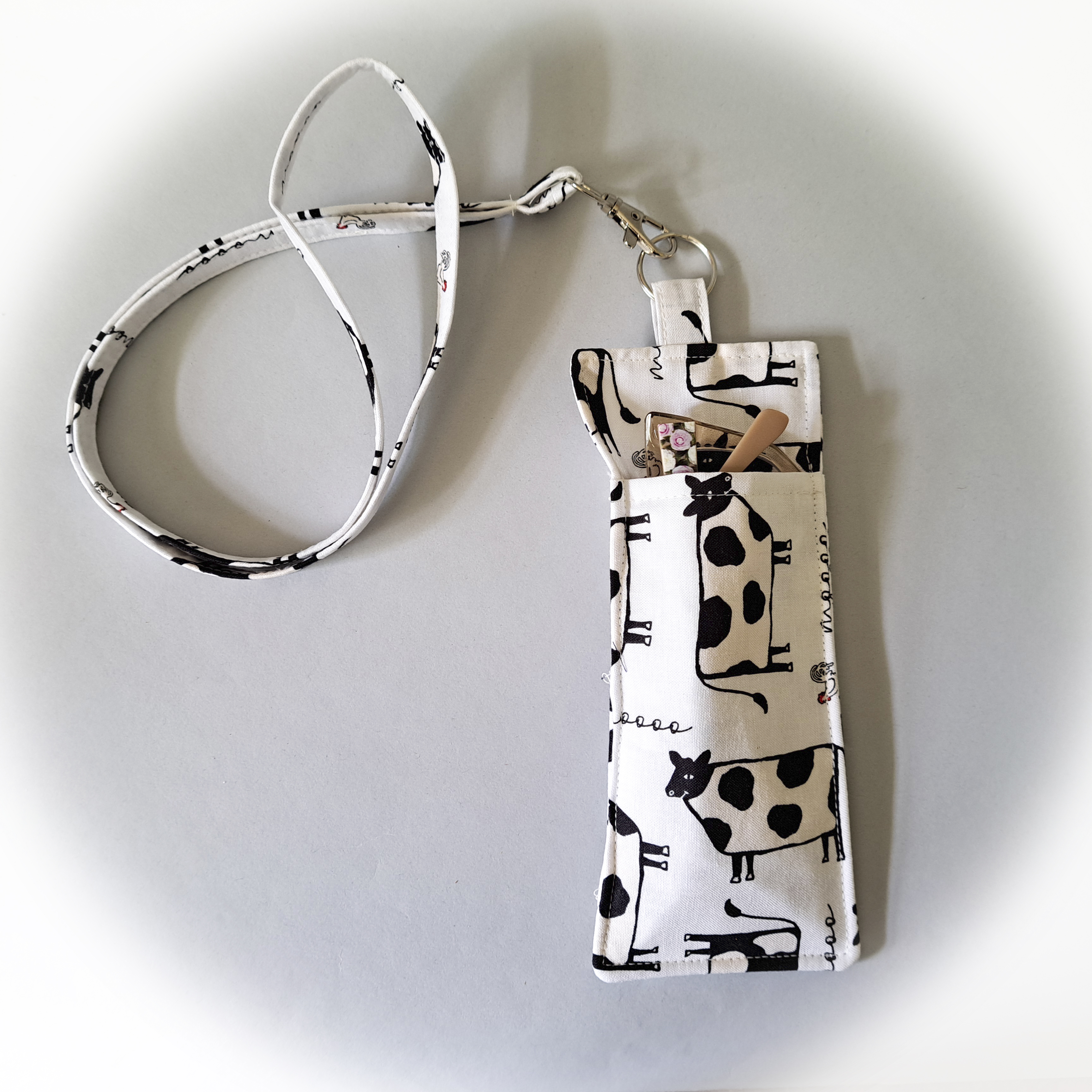 Cow Print Eyeglass and Pen Holder with Matching Lanyard