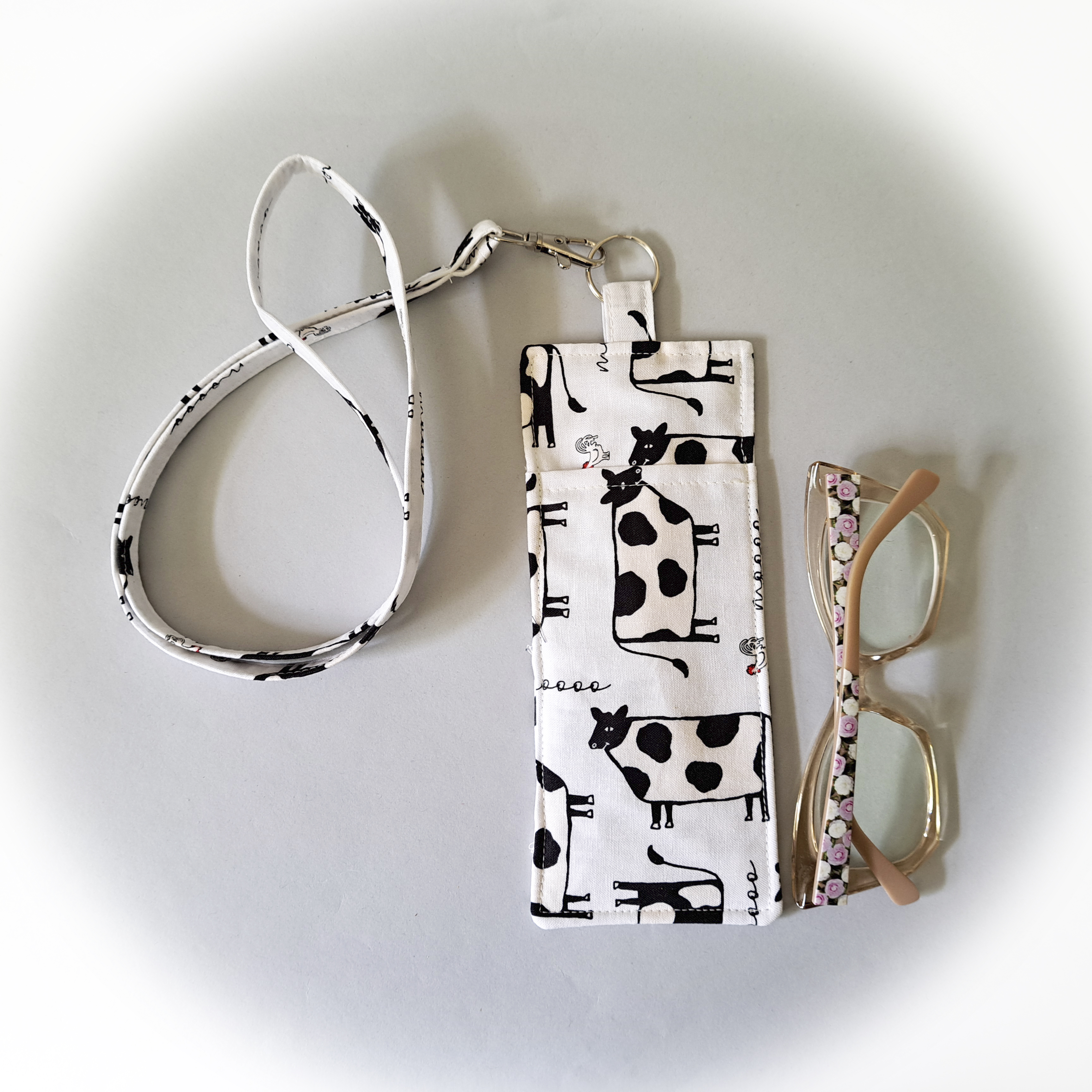 Cow Print Eyeglass and Pen Holder with Matching Lanyard